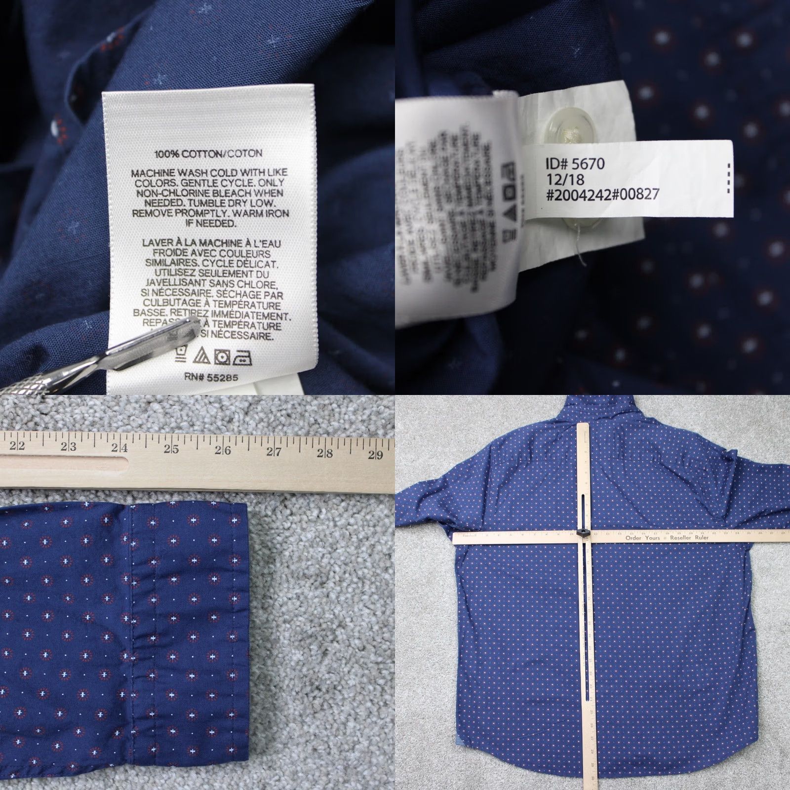 Express Express Shirt Mens XL Blue Geometric Button-Up Slim Fit Long Sleeve NWT Size US XL / EU 56 / 4 - 8 Thumbnail