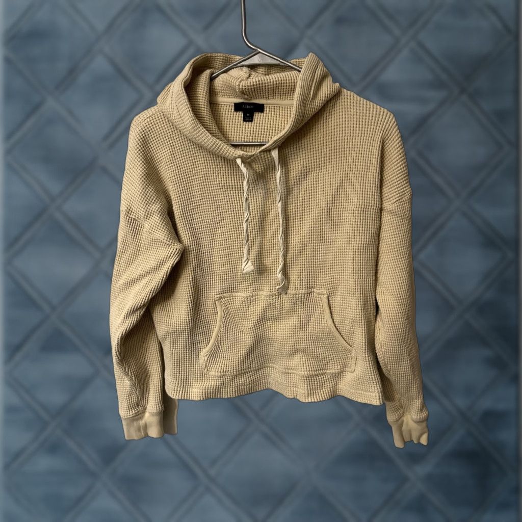 J.Crew J. Crew Women's Pullover Hoodie Sweater Long Sleeve Beige Waffle Medium Womens Size M / US 6-8 / IT 42-44 - 1 Thumbnail