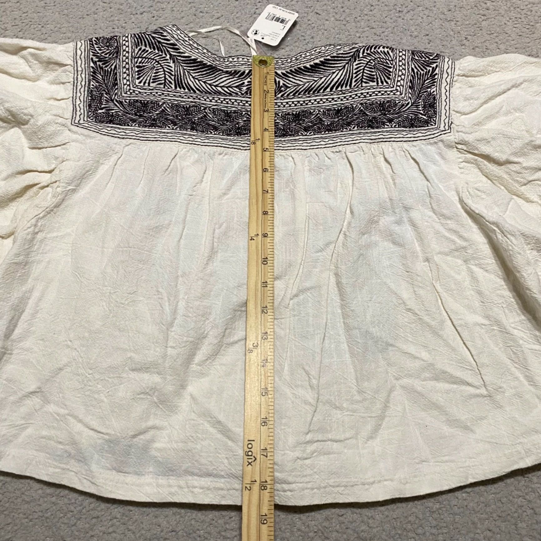 Free People NWT Free People Womens Top White Embroidered Crop Scoop Neck Boho 60s 100% Cotton Balloon Sleeve Cropped Casual Tops Womens L White Size L / US 10 / IT 46 - 7 Thumbnail
