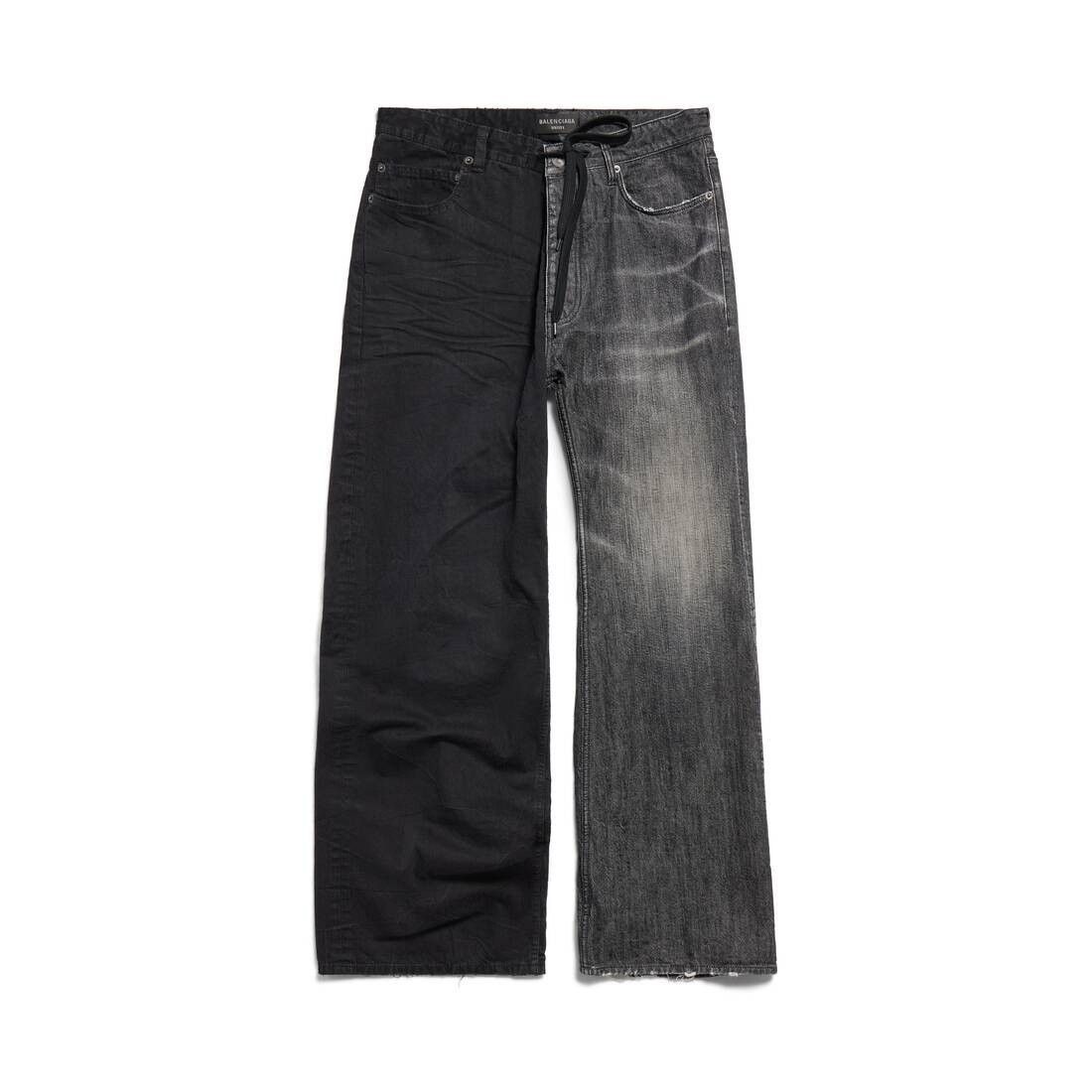 Balenciaga Fifty-Fifty Destroyed Jeans in Black/Grey