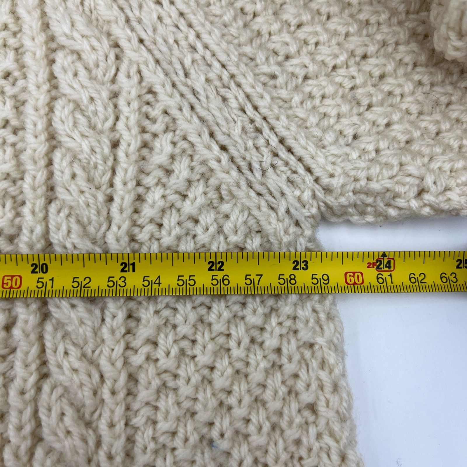Handmade Handmade Cable Knit Ivory Fisherman's Sweater Crewneck Size US XL / EU 56 / 4 - 4 Thumbnail