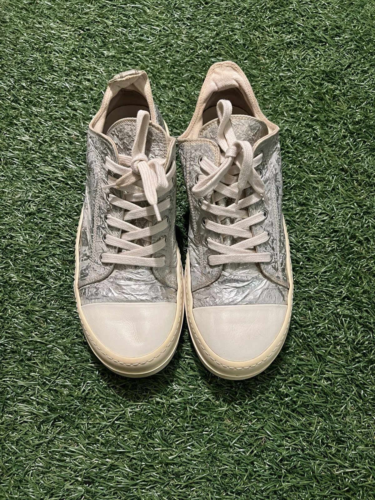 Rick Owens DRKSHDW Silver Ramones Shoes Metallic Sneakers