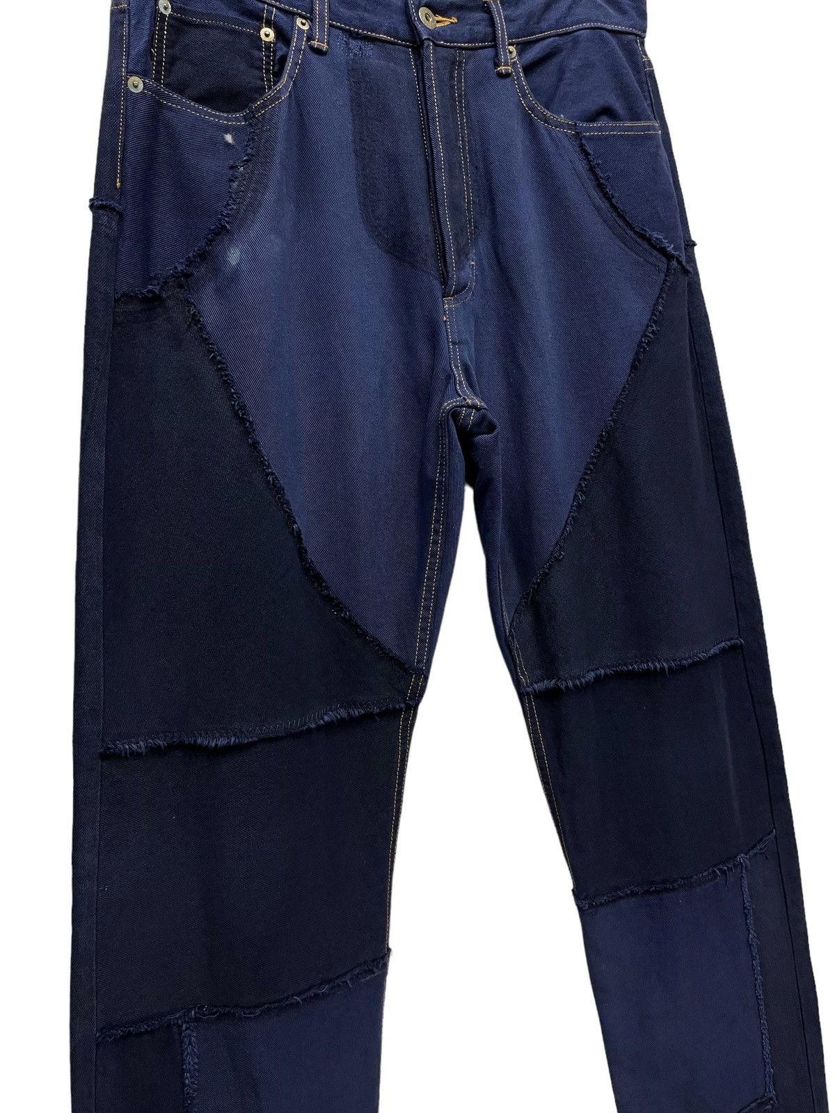 Japanese Brand 🔥FYE🔥PUNAH Frayed Patcwork Dark Blue Denim Made In Japan Size US 32 / EU 48 - 8 Thumbnail