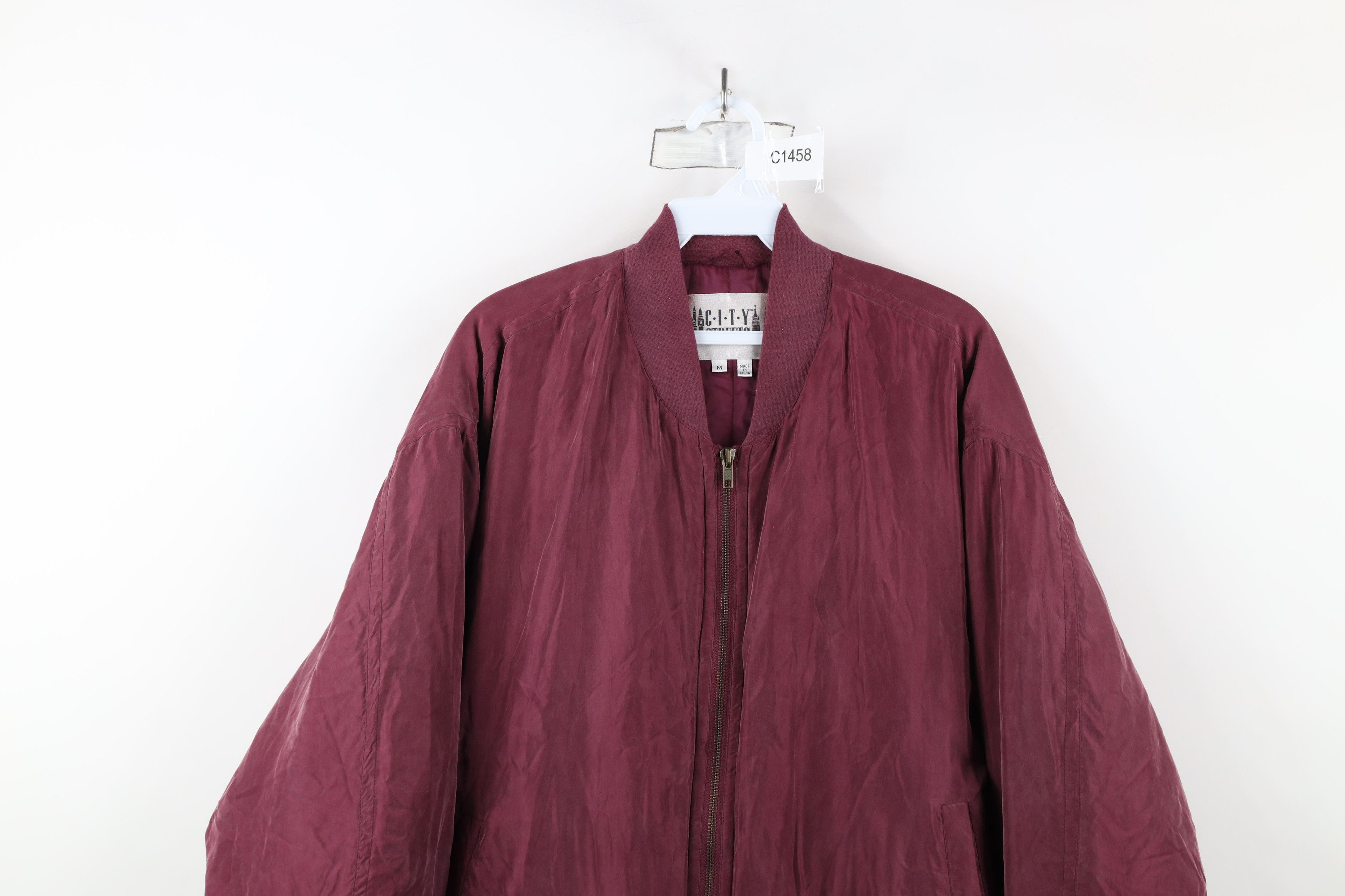 Vintage Vintage 90s Streetwear Full Zip Silk Puffer Bomber Jacket Size US M / EU 48-50 / 2 - 2 Thumbnail