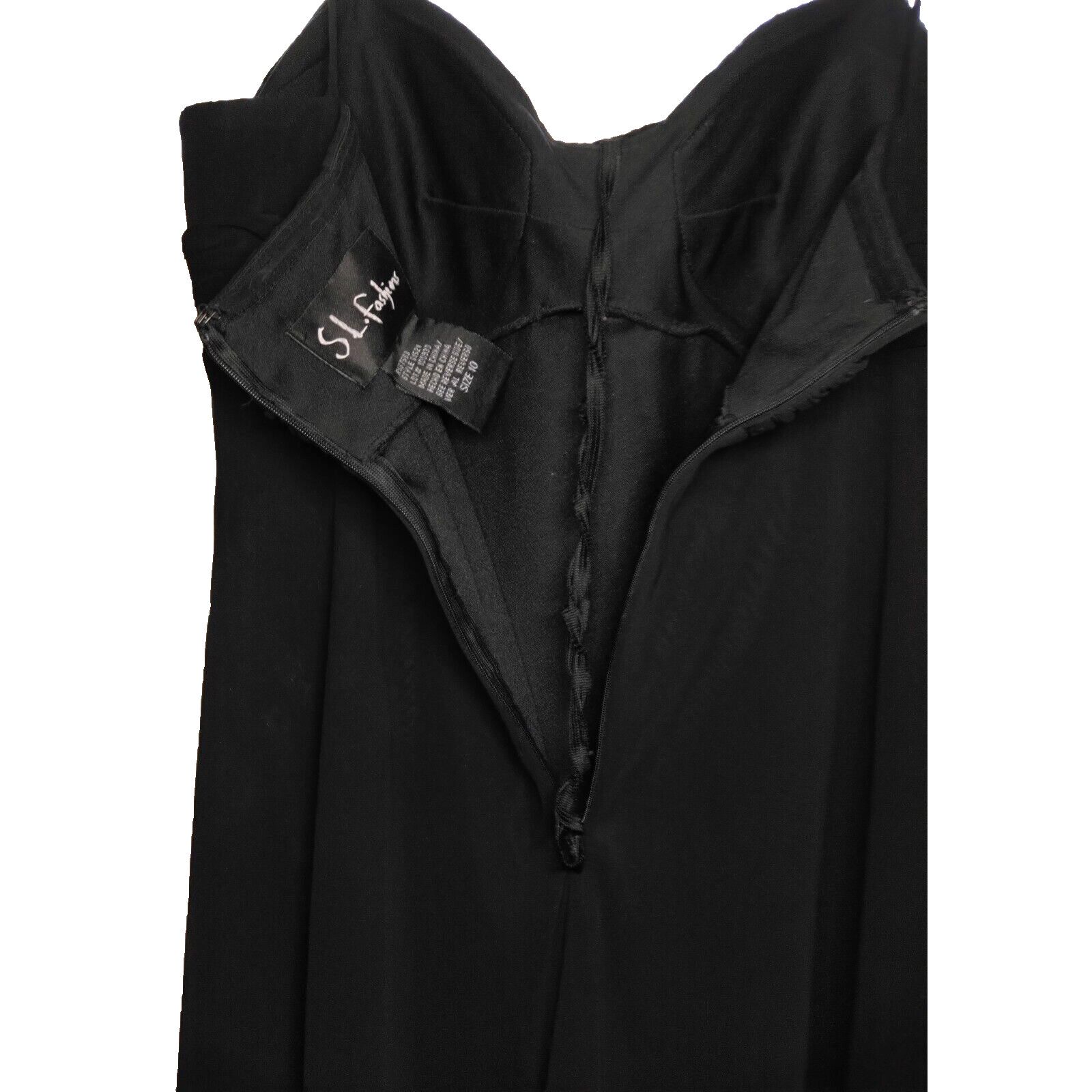 Other SL Fashions Blk Spaghetti Cocktail Dress 10 Rhinestone Sheer Size L / US 10 / IT 46 - 5 Thumbnail