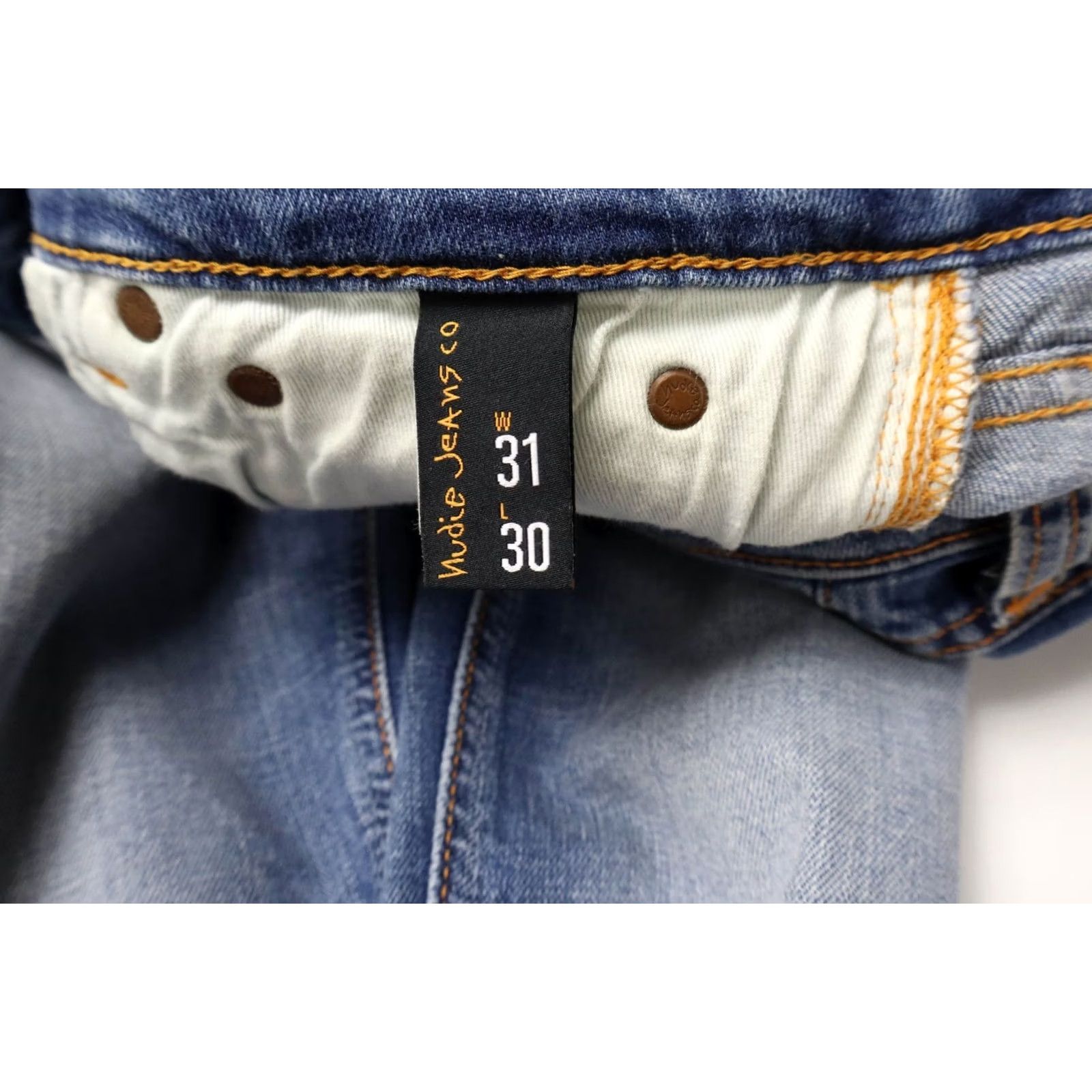 Vintage NUDIE Jeans Skinny Lin Slowly Worn Men's W31/L30 Whiskers Stretch Zip Fly Size US 31 - 6 Thumbnail