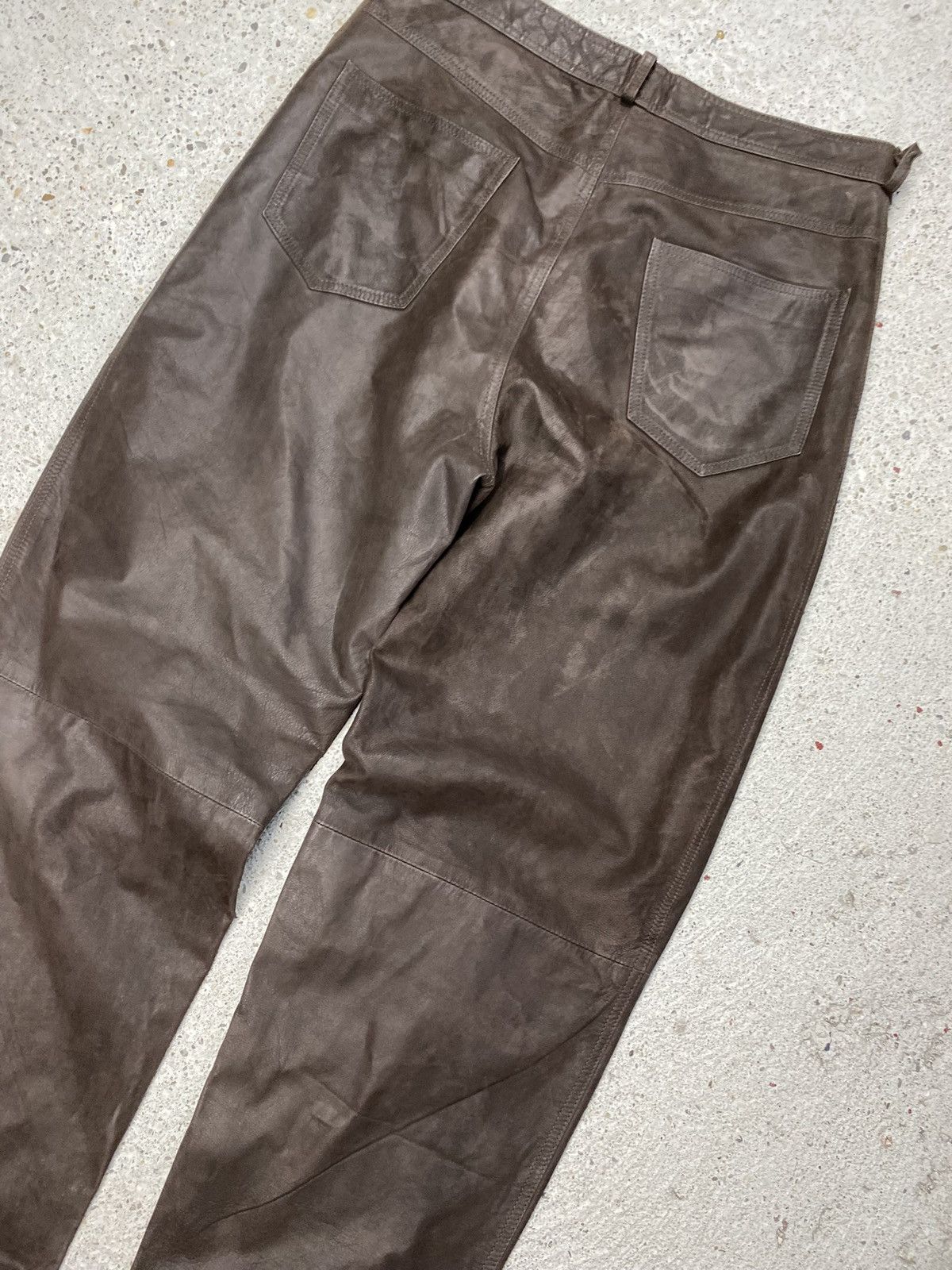 Vintage Vintage brown leather pants japan style baggy Size US 38 / EU 54 - 8 Thumbnail