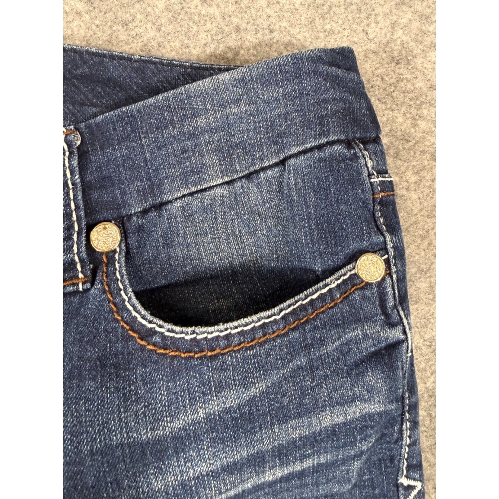 Vintage VINTAGE Seven7 Jeans Womens 6 Blue Denim Bootcut Leg Low Rise Stretch Embroidered Pockets 90s Bohemian Womens Size 28" / US 6 / IT 42 - 6 Thumbnail