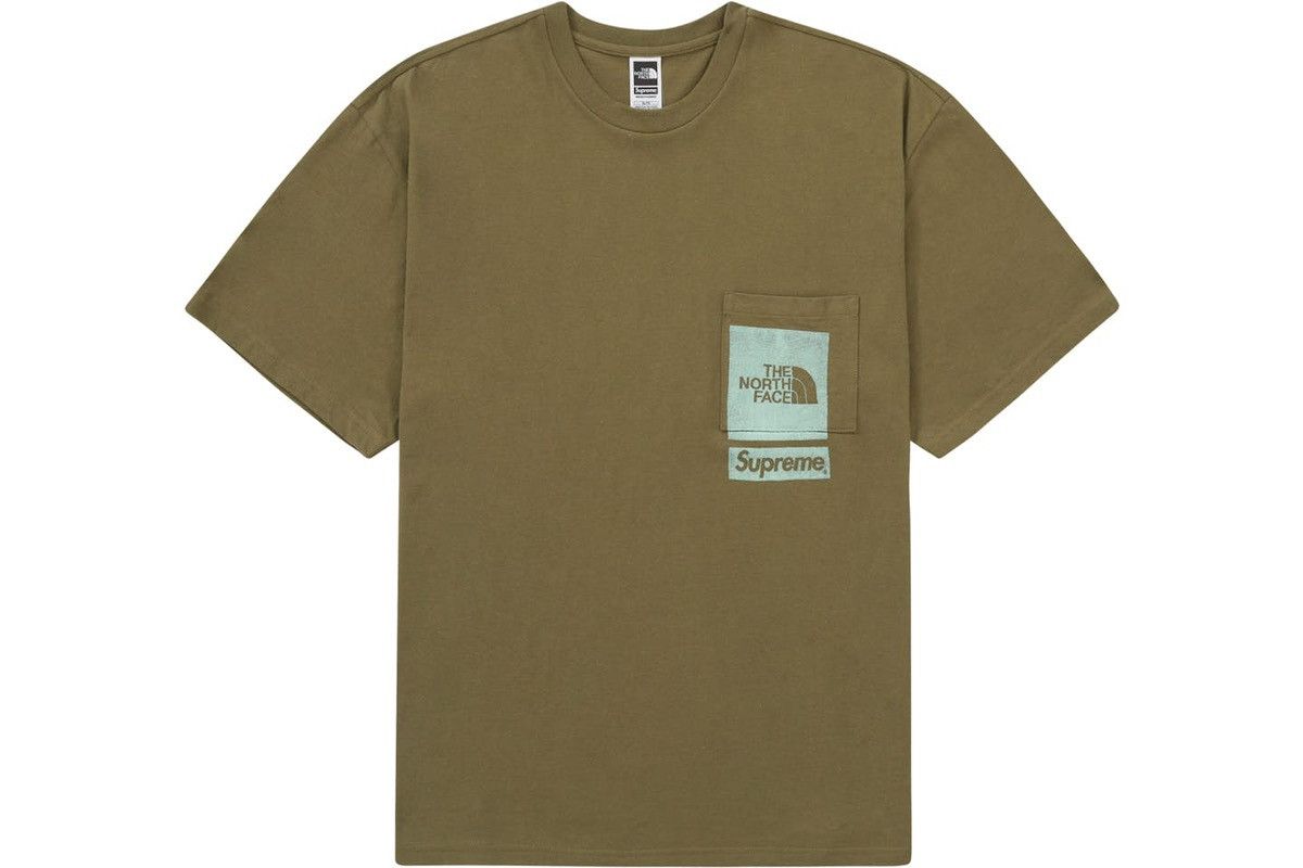 Supreme North Face Printed Pocket Tee Olive