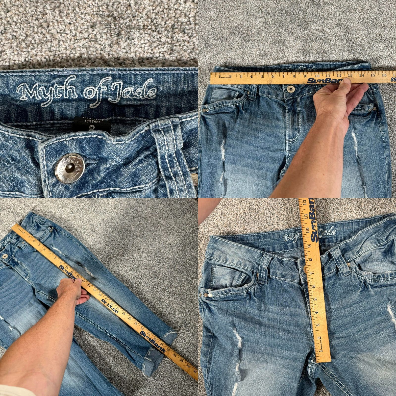 Etro VINTAGE Myth of Jade Capri Jeans Womens Size 8 Cuffed Distressed Grunge Streetwear 5-Pocket Denim Blue Size 30" / US 8 / IT 44 - 8 Thumbnail