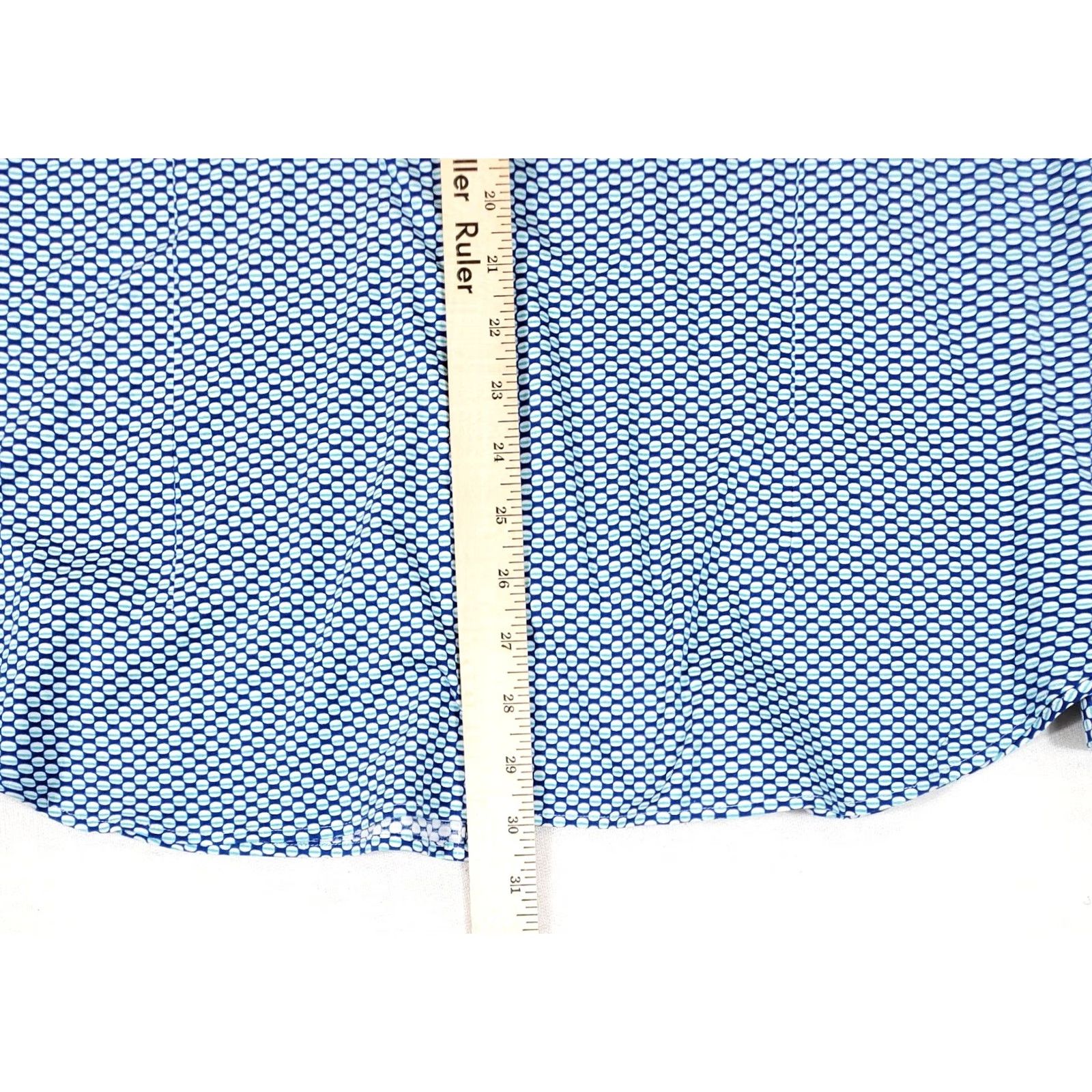 Vintage Buttercloth Dress Shirt Flip-Cuff Blue Patterned Long Sleeve Mens XL Size 46R - 5 Thumbnail