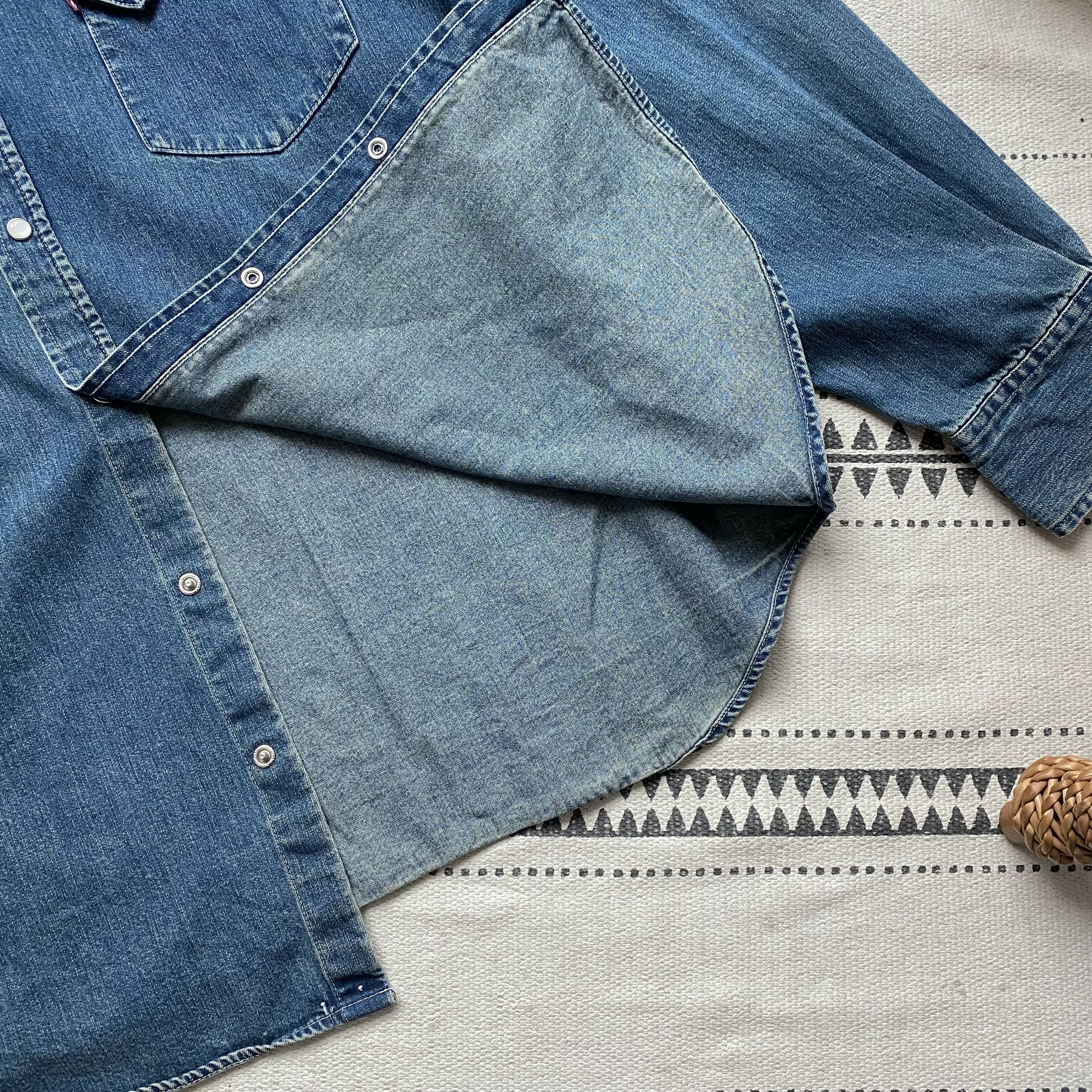 Cowboy Equipment 👔 Vintage Levis Denim shirt Western Cowboy Diesel Wrangler Size US XL / EU 56 / 4 - 8 Thumbnail