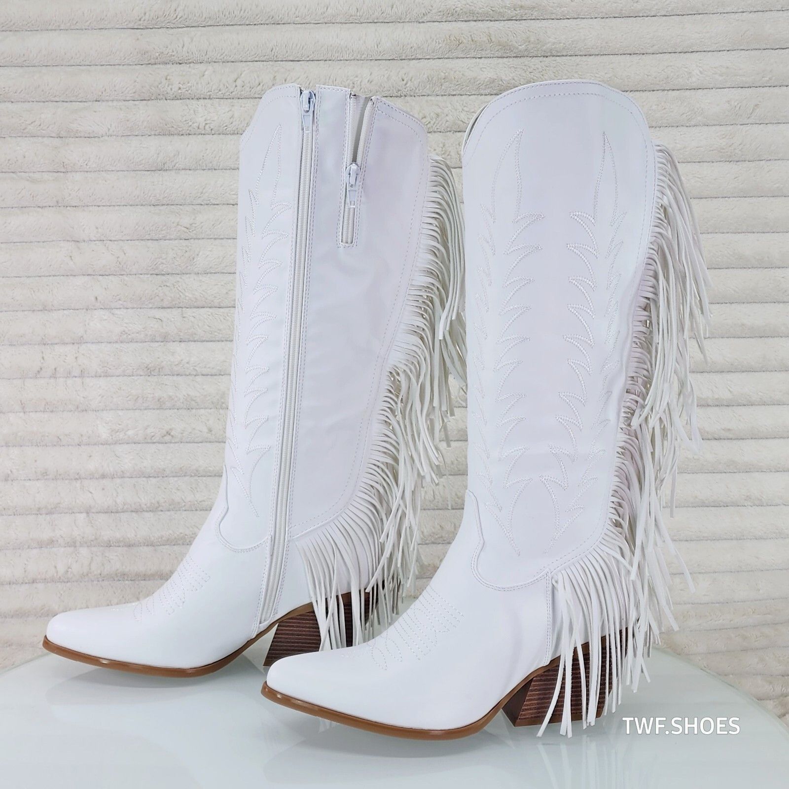 Other Dusty Roads Bright White Back Fringe Country Western Cowgirl Size US 7 / IT 37 - 4 Thumbnail
