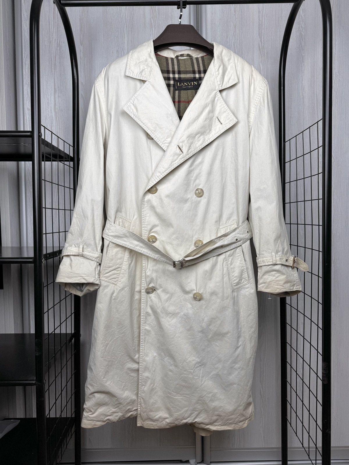 Lanvin Lanvin Boutique vintage double-breasted trench coat check 48 Size US M / EU 48-50 / 2 - 1 Thumbnail