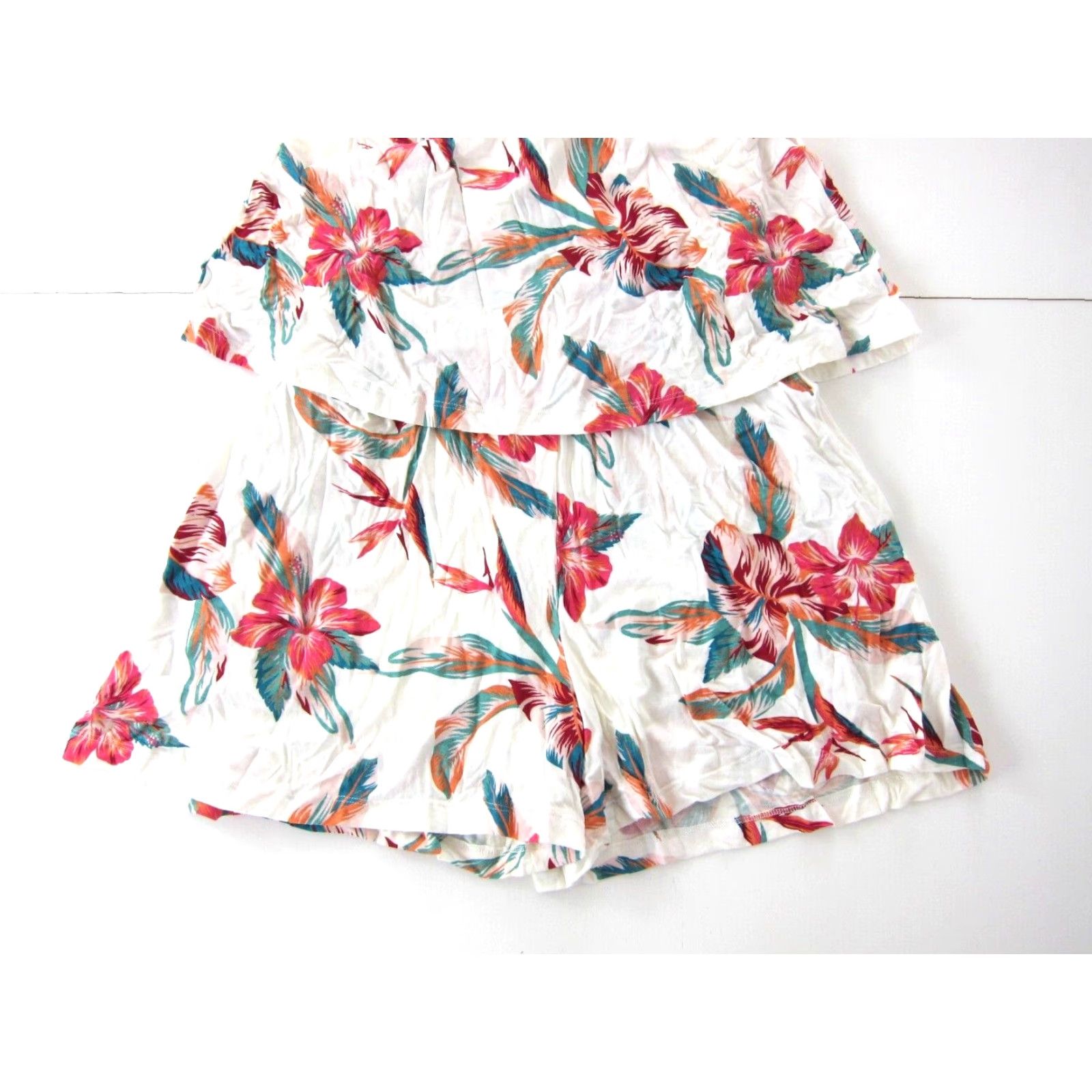 Vintage NWT ROXY Floral Pocket Jersey Stretch Shorts Romper M Women Pink White Green Orange Pattern Sleeveless One-Piece Style Romper Mens Womens Girls Size M / US 6-8 / IT 42-44 - 6 Thumbnail