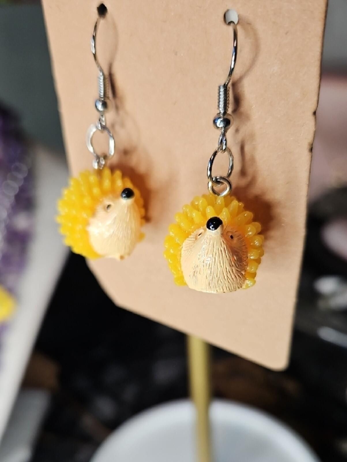 Other Yellow Hedgehog Dangle Earrings Size ONE SIZE - 2 Thumbnail