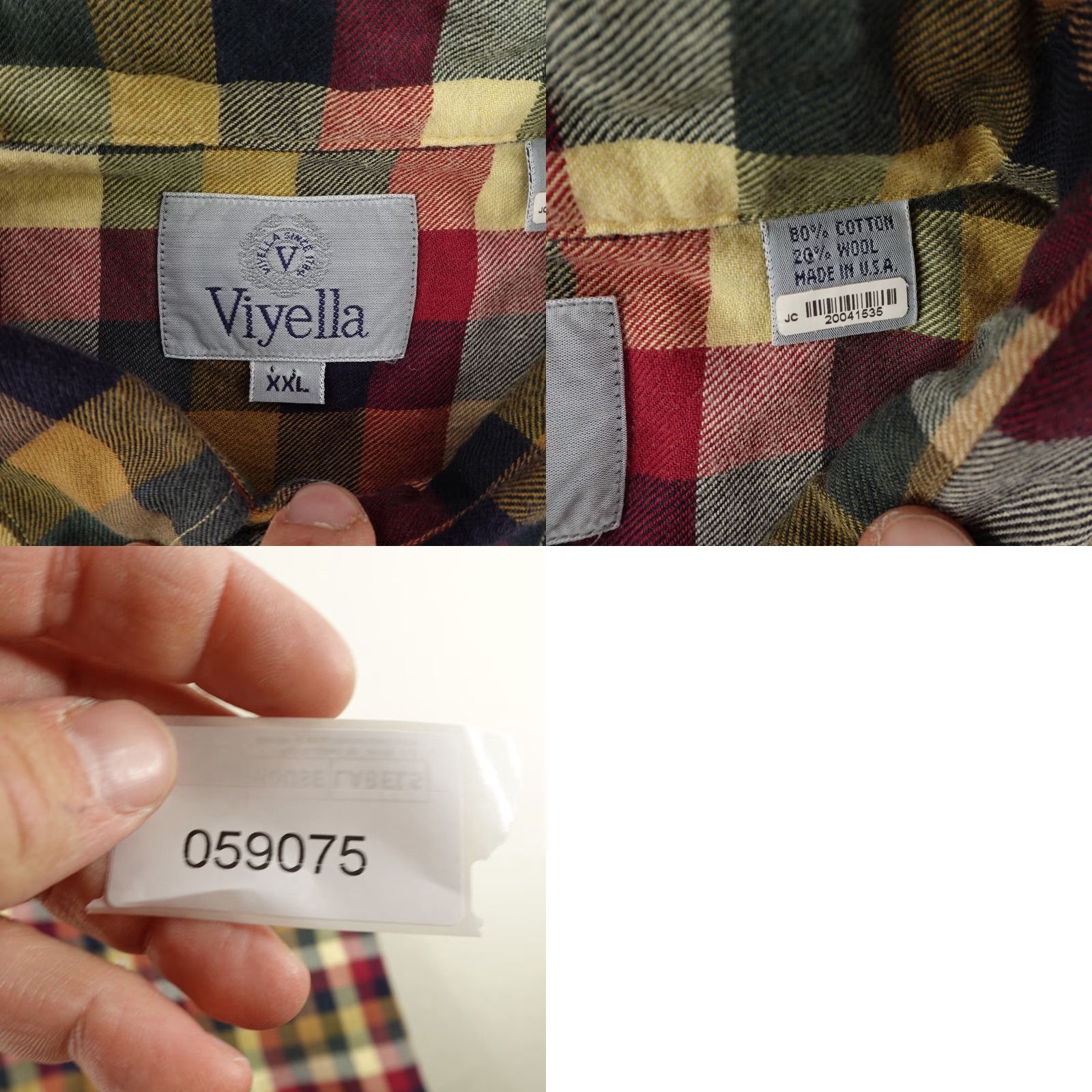 Vintage VINTAGE Viyella Shirt Mens 2XL Plaid Flannel Button-Up Wool Blend Red White Green Cotton Button-Down Collared Long Sleeve Regular Mens Size US XXL / EU 58 / 5 - 8 Thumbnail