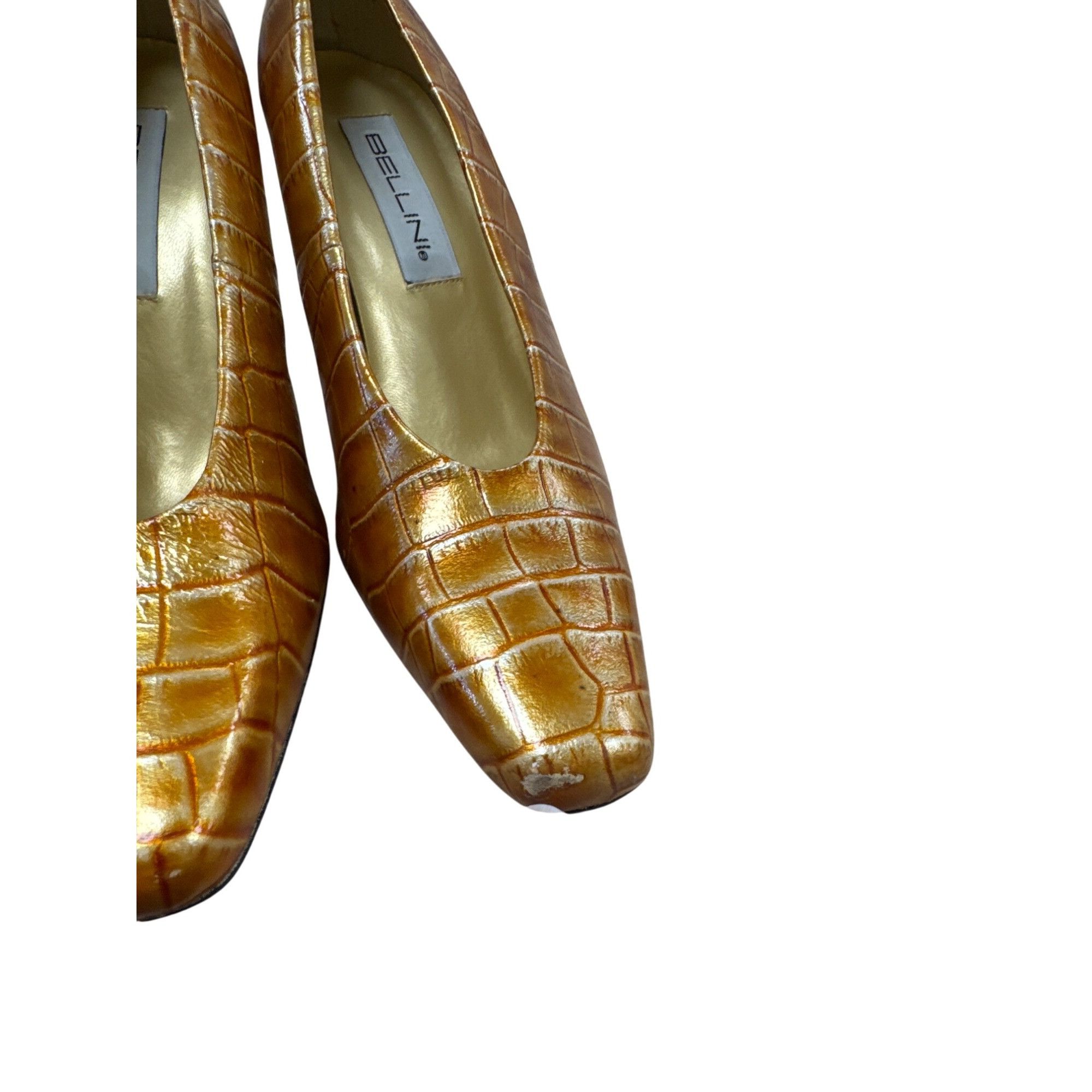 Designer Bellini Coiette womens leather Gold 4inch heels 10M SKU 7244 Size US 10 / IT 40 - 7 Thumbnail