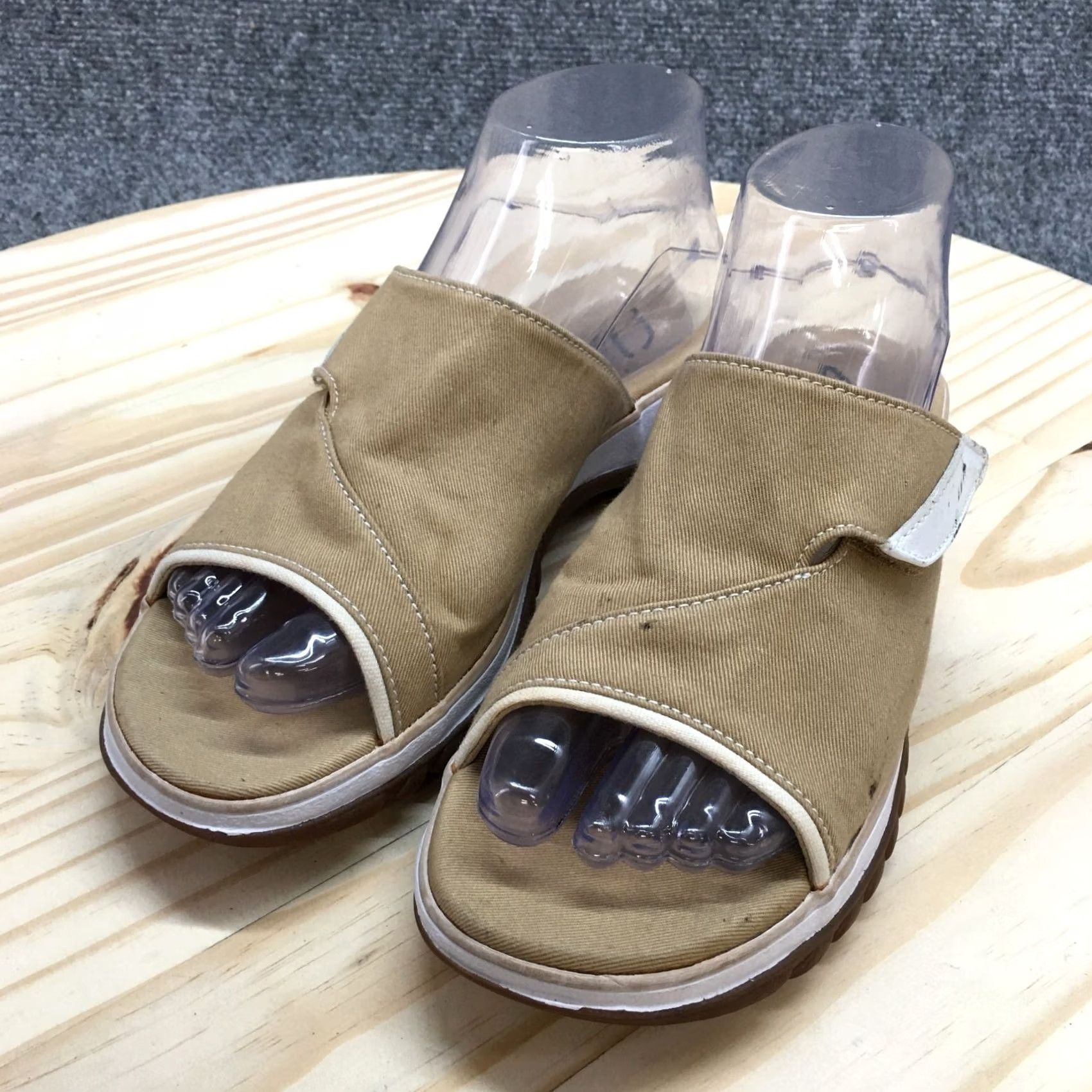 Clarks Clarks Sandals Womens 7 M Slide Brown Canvas Slip On Casual Comfort Wedge Heels Size US 7 / IT 37 - 7 Thumbnail