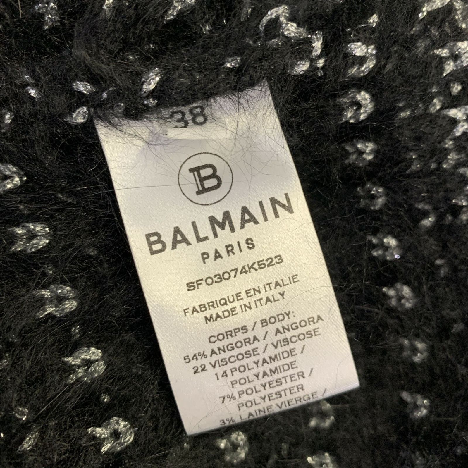 Balmain BALMAIN Size 6 Black Silver Angora Woven Pull On Sweater Size M / US 6-8 / IT 42-44 - 7 Thumbnail