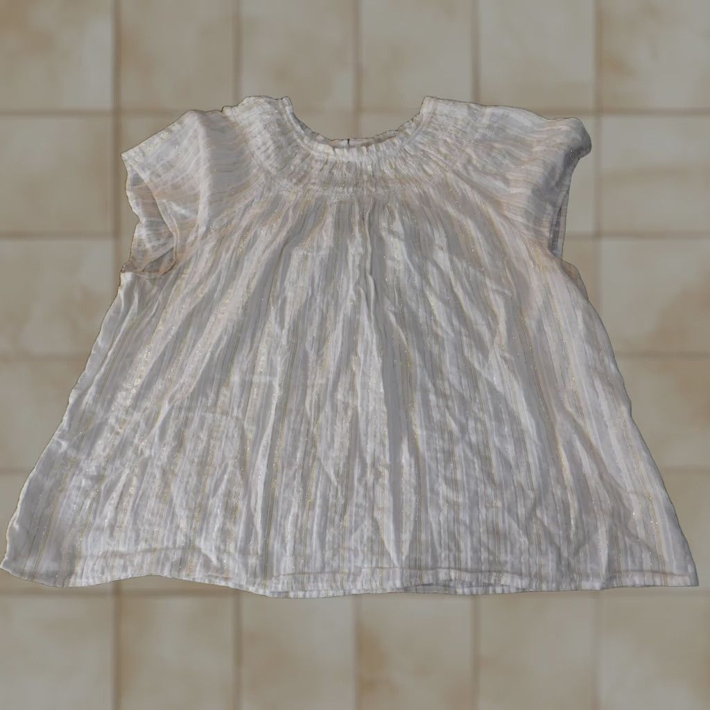 Loft Loft Blouse Womens Petite P2XL XXLP Stripe Short Sleeve Collared Pullover White Cotton Lightweight Casual Designer Classic Size XXL / US 16-18 / IT 52-54 - 1 Thumbnail