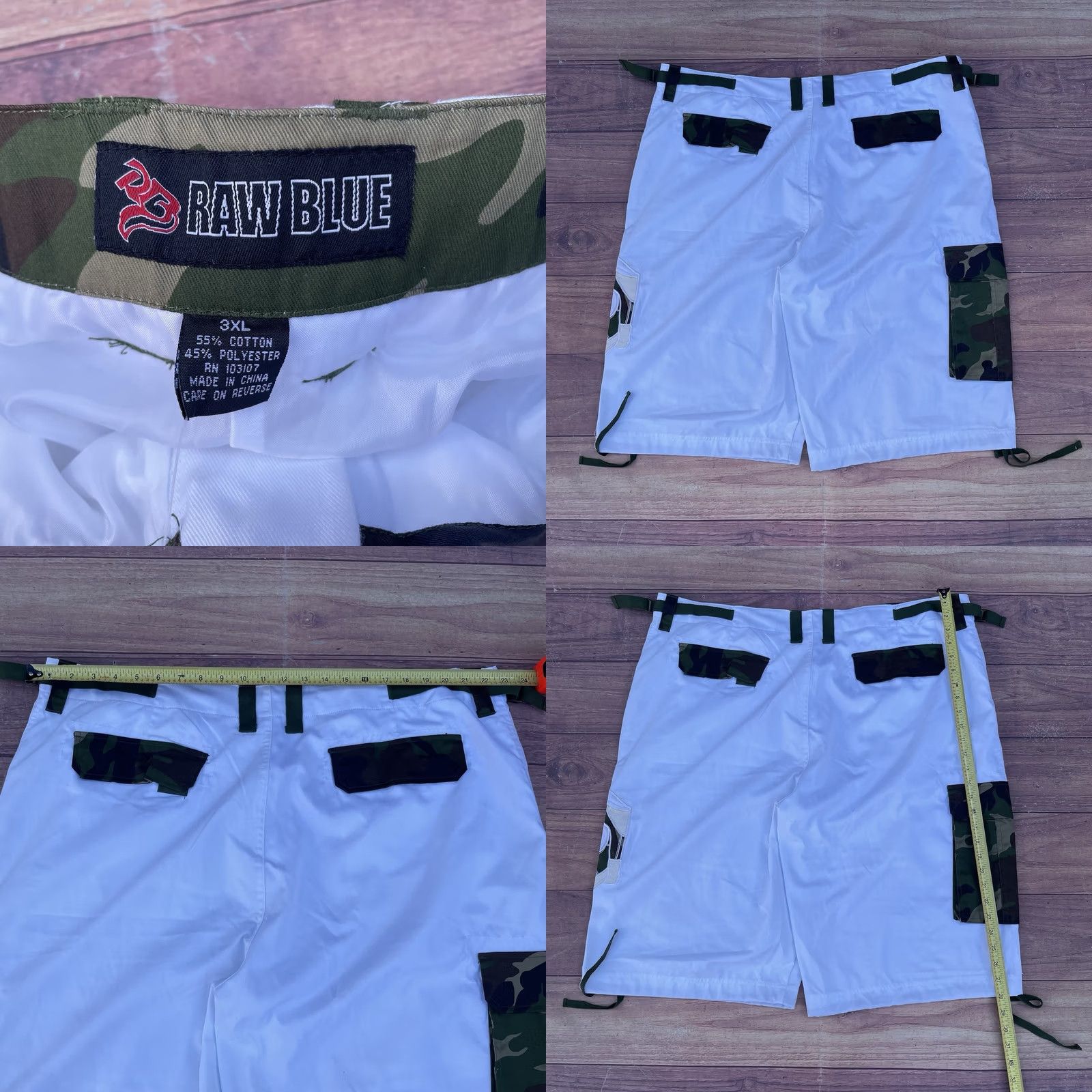 Vintage VINTAGE Raw Blue Camouflage Shirt + Shorts Hip Hop Set Streetwear AF1 Y2K Sz 3XL Size US XXL / EU 58 / 5 - 10 Thumbnail