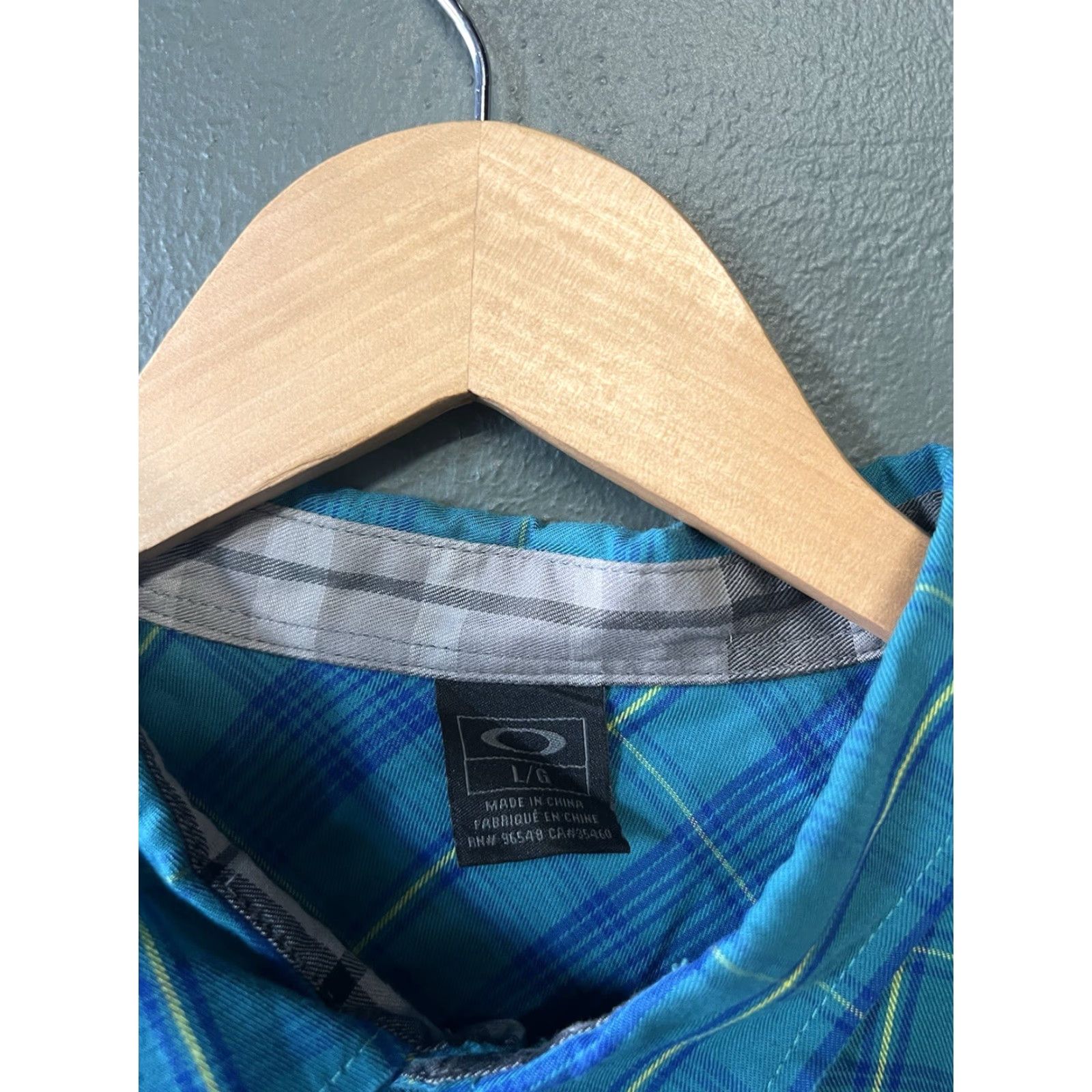 Oakley Oakley Mens Blue Plaid Long Sleeve Button-Up Single Pocket Size L Size US L / EU 52-54 / 3 - 3 Thumbnail