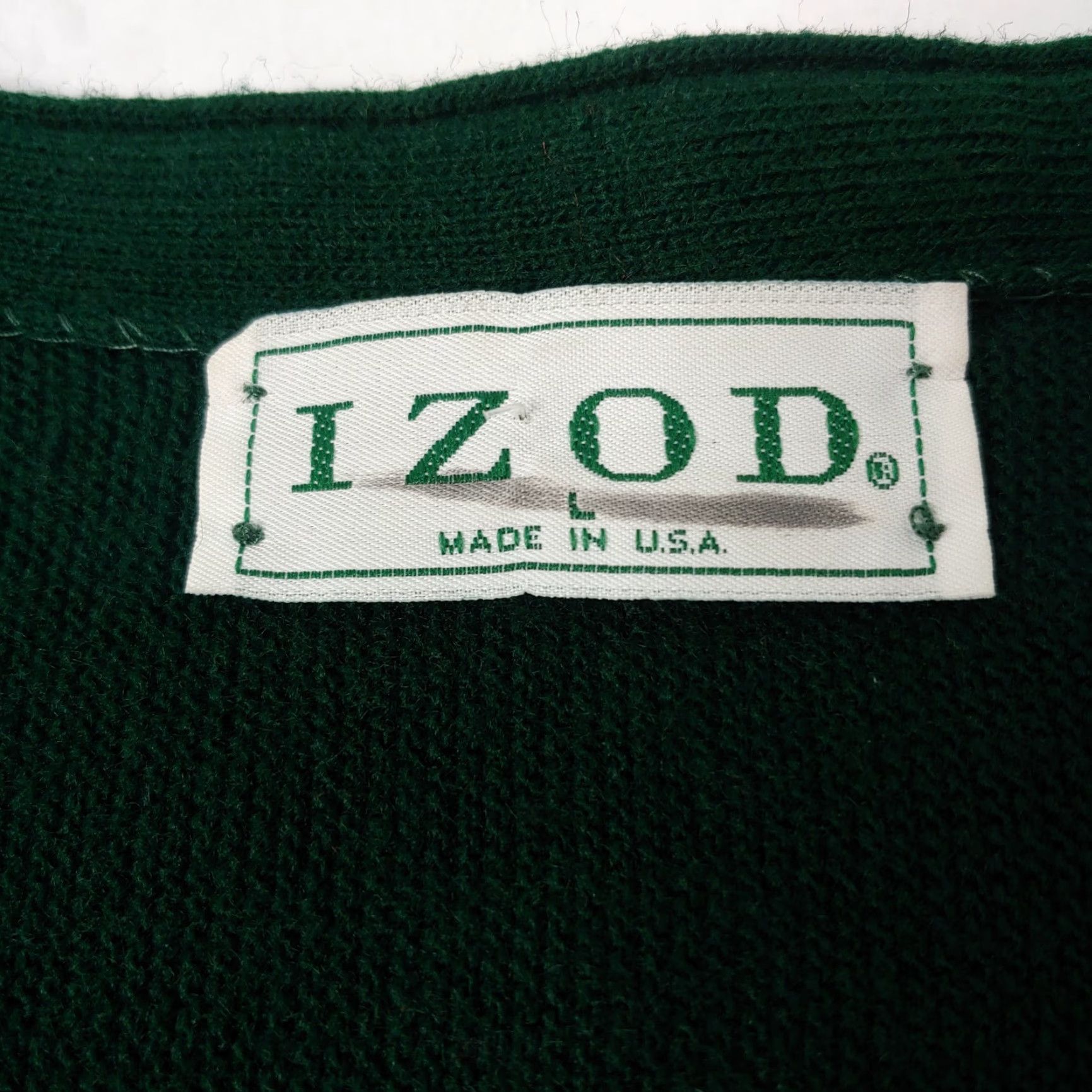 Izod VINTAGE IZOD Cardigan Sweater Men L Hunter Green V-Neck Knit Logo 80s Academia Grandpacore Grunge Size US L / EU 52-54 / 3 - 4 Thumbnail