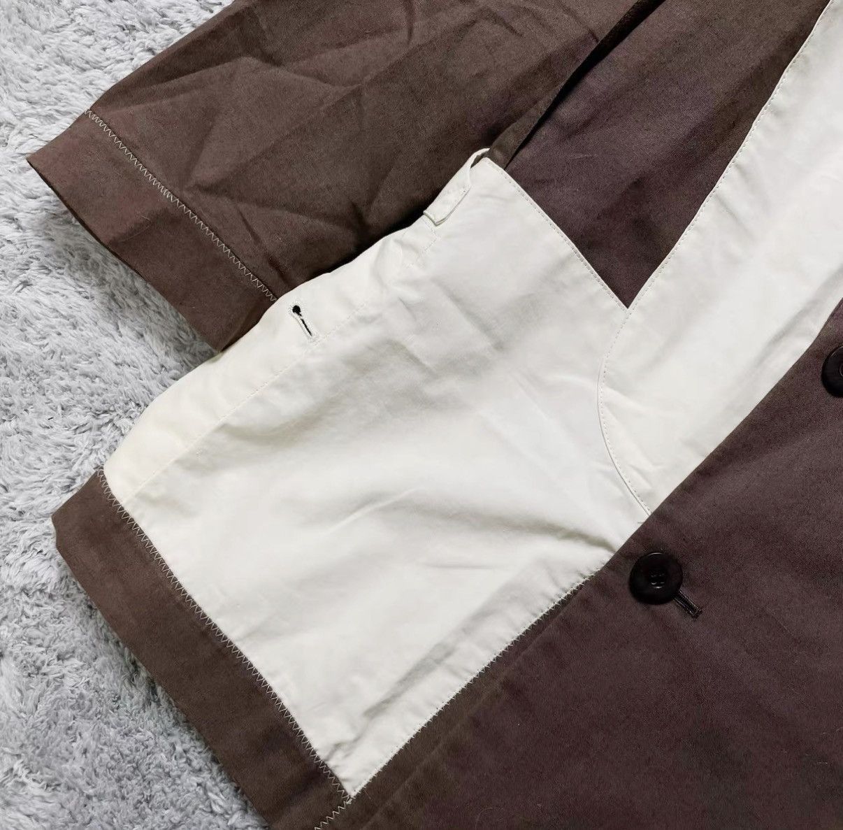 Jean Paul Gaultier Brown Color Block Double Breasted Light Jacket Size US M / EU 48-50 / 2 - 1 Thumbnail