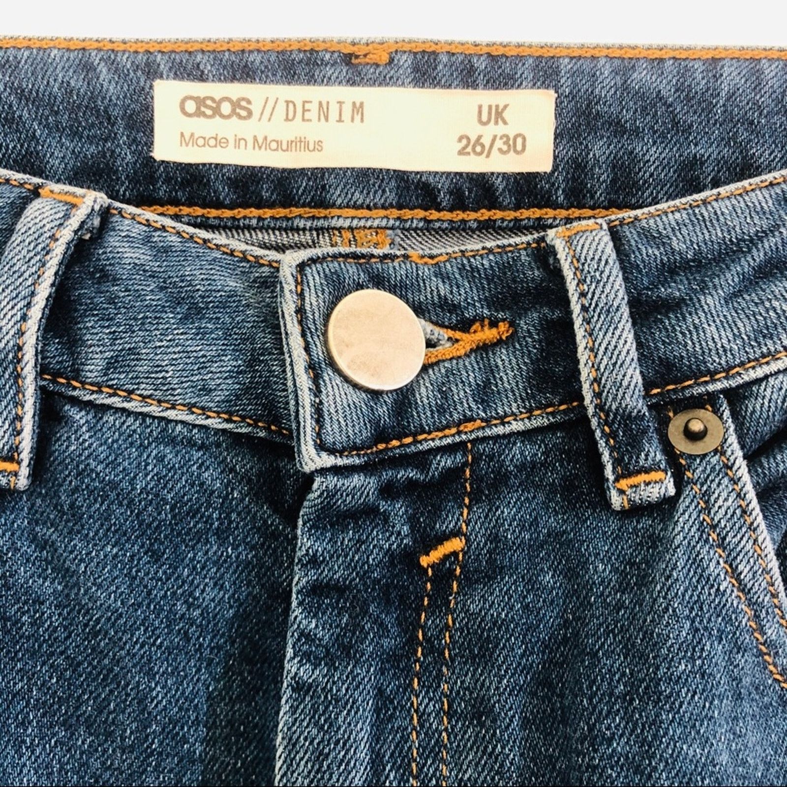 Asos ASOS Medium Blue Wash Straight Leg Mom High Rise Denim Jeans Size 26" / US 2 / IT 38 - 3 Thumbnail