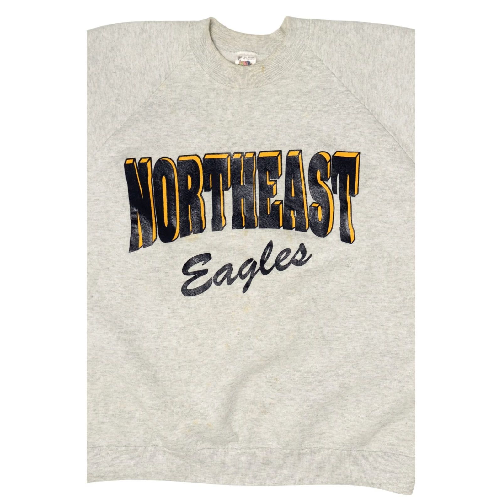 Fruit Of The Loom VINTAGE Northeast Eagles Raglan Sweatshirt Gray 1990s X-Large USA Cotton / Polyester Mens Womens Boys Girls Size US XL / EU 56 / 4 - 6 Thumbnail