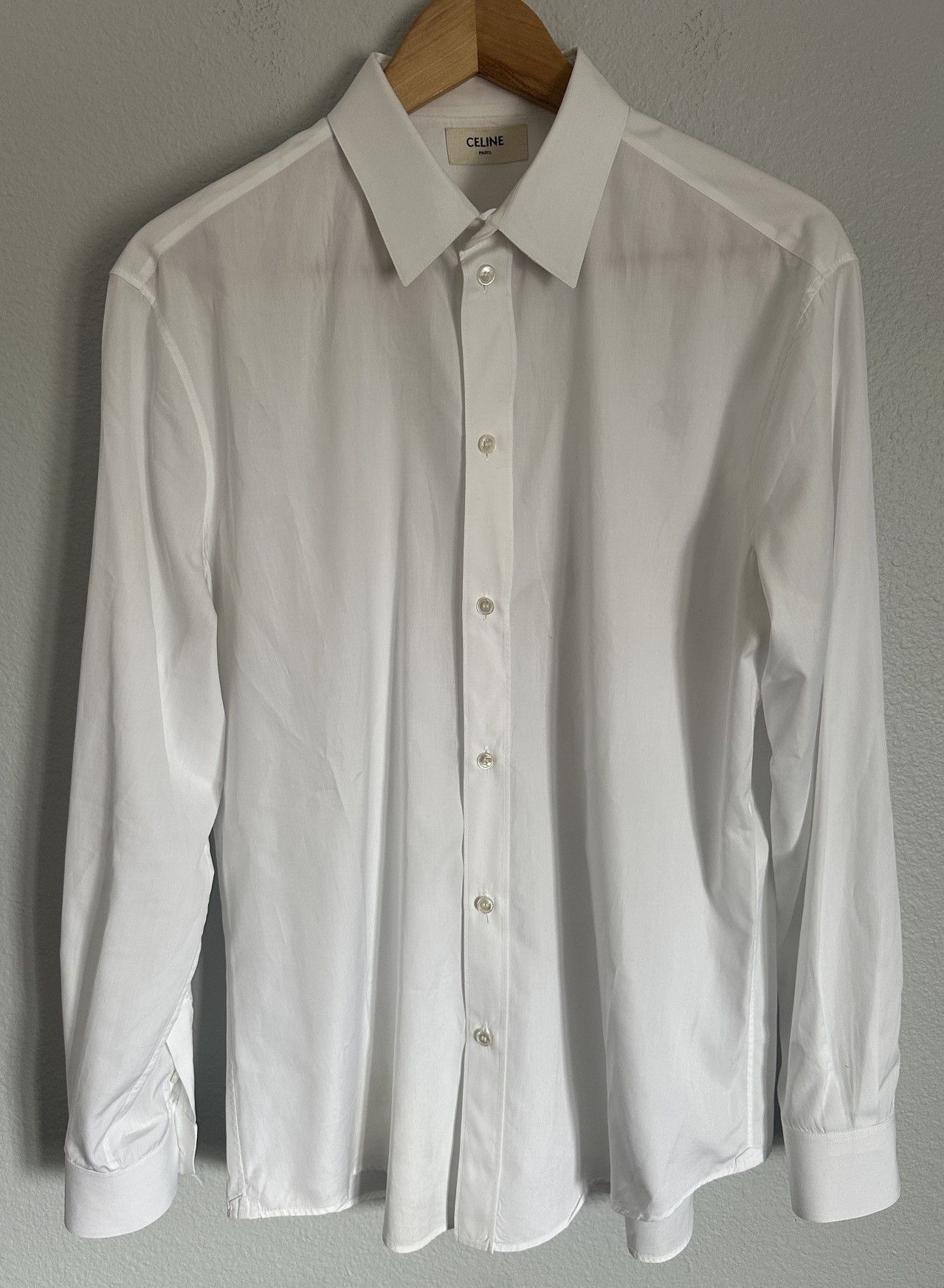image of Celine Drugstore Collar Dress Shirt in White, Men's (Size Medium)
