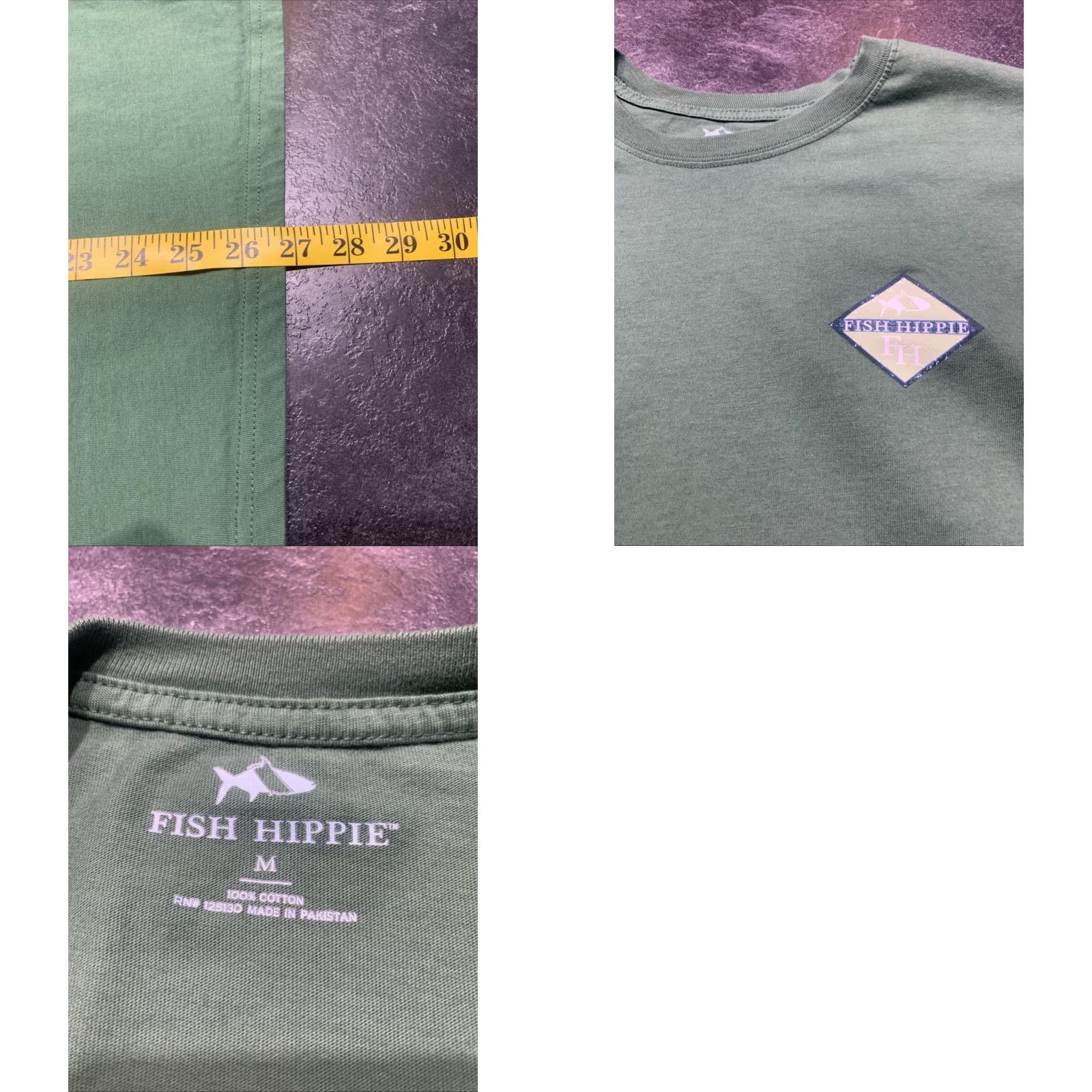 Vintage Fish Hippie Long Sleeve T-shirt Fly Spin Fishing Medium M Green Size US M / EU 48-50 / 2 - 8 Thumbnail