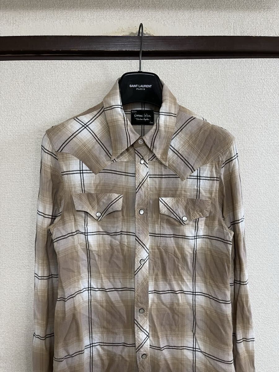 Number (N)ine NUMBER (N)INE Rayon Check Long Sleeve Shirt Beige Size 2 Size US M / EU 48-50 / 2 - 4 Thumbnail