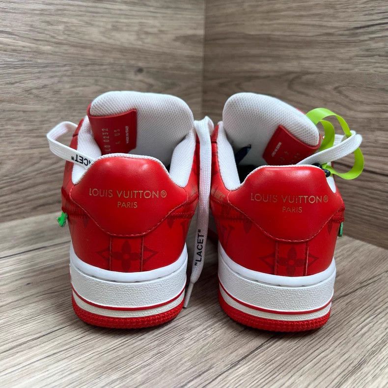 Louis Vuitton Louis Vuitton Nike co-branded AF1 white and red board shoe Size US 4 / IT 34 - 4 Thumbnail