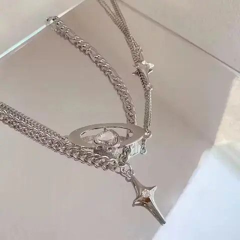 VIBE Double Layer Cross Heart Crystal Pendant Necklace Size ONE SIZE - 2 Thumbnail