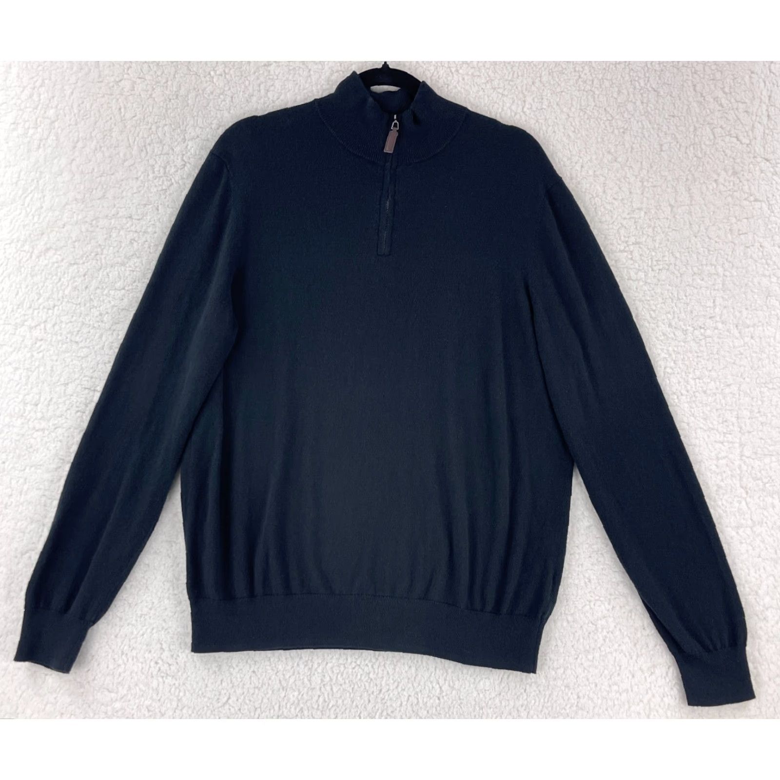 Christian Lacroix Christian Lacroix Sweater Mens Large Black Knit Long Sleeve 1/4 Zip Mock Neck Pullover Size US L / EU 52-54 / 3 - 2 Thumbnail