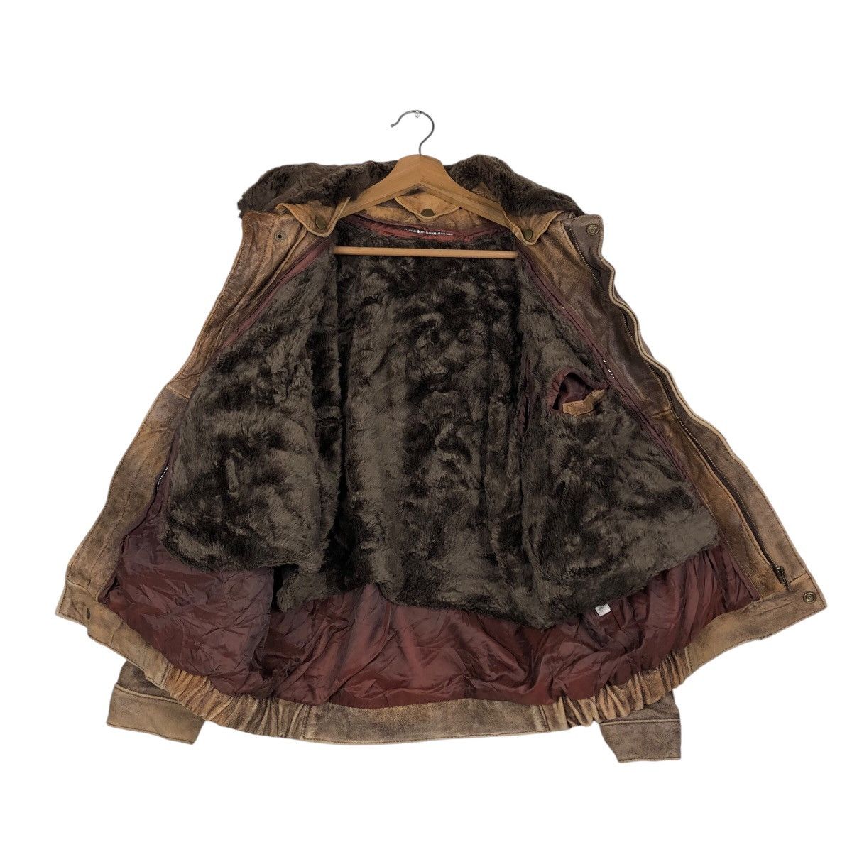 Japanese Brand 📌Vintage Bomber Leather Jacket Mink Fur Shearling Collar Size US M / EU 48-50 / 2 - 14 Thumbnail