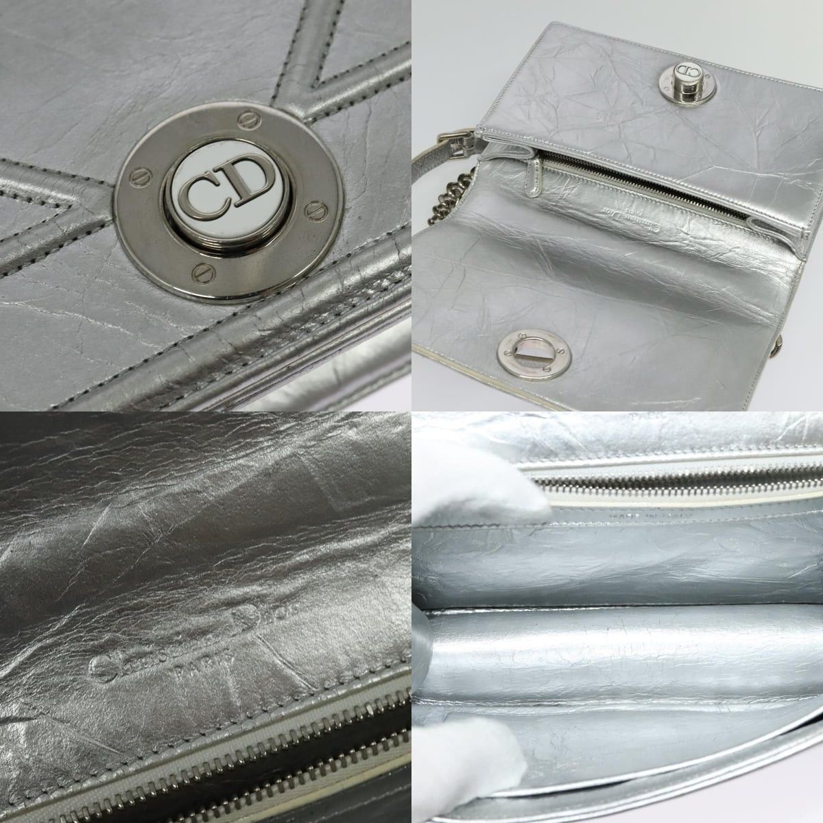 Dior DIOR Chain Diorama Shoulder Bag Leather Silver Size ONE SIZE - 11 Thumbnail