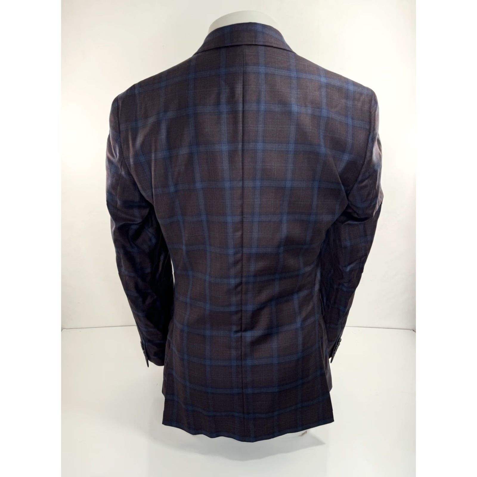 Ted Baker TED BAKER London Endurance - Plaid WOOL Blazer Jacket Mens 38R Blue / Very Slightly Reddish Brown EXC Size 38R - 4 Thumbnail