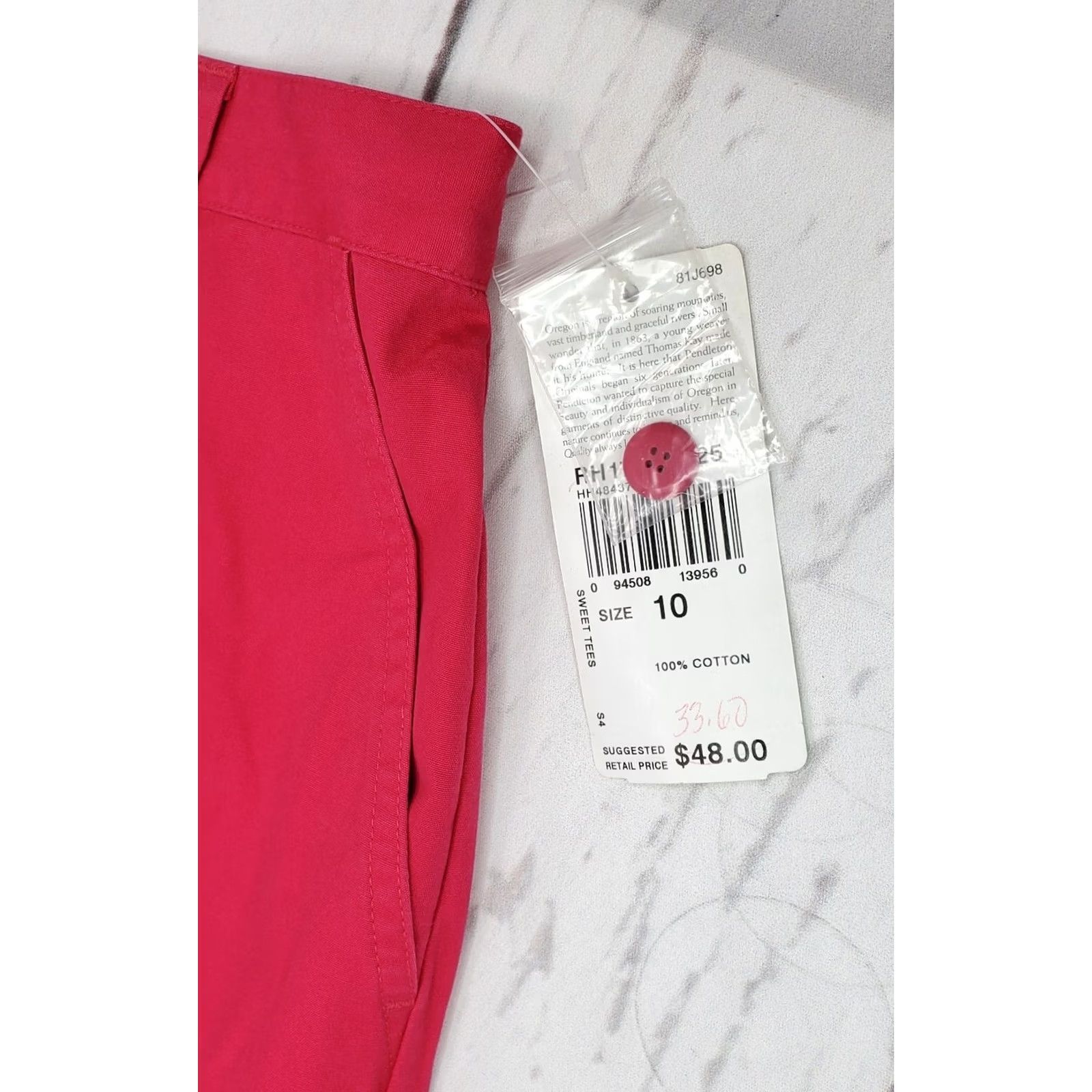 Pendleton VINTAGE Pendleton Originals Chino Shorts Womens 10 Pink Cotton NWT 8” Inseam HH48437 Size 32" / US 10 / IT 46 - 7 Thumbnail
