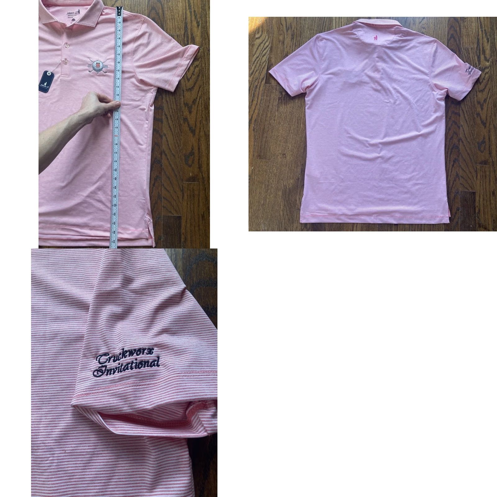 johnnie-O johnnie-O Lyndon Polo Shirt Mens Medium Pink Striped Performance Golf Shirt New with Tags Size US M / EU 48-50 / 2 - 8 Thumbnail