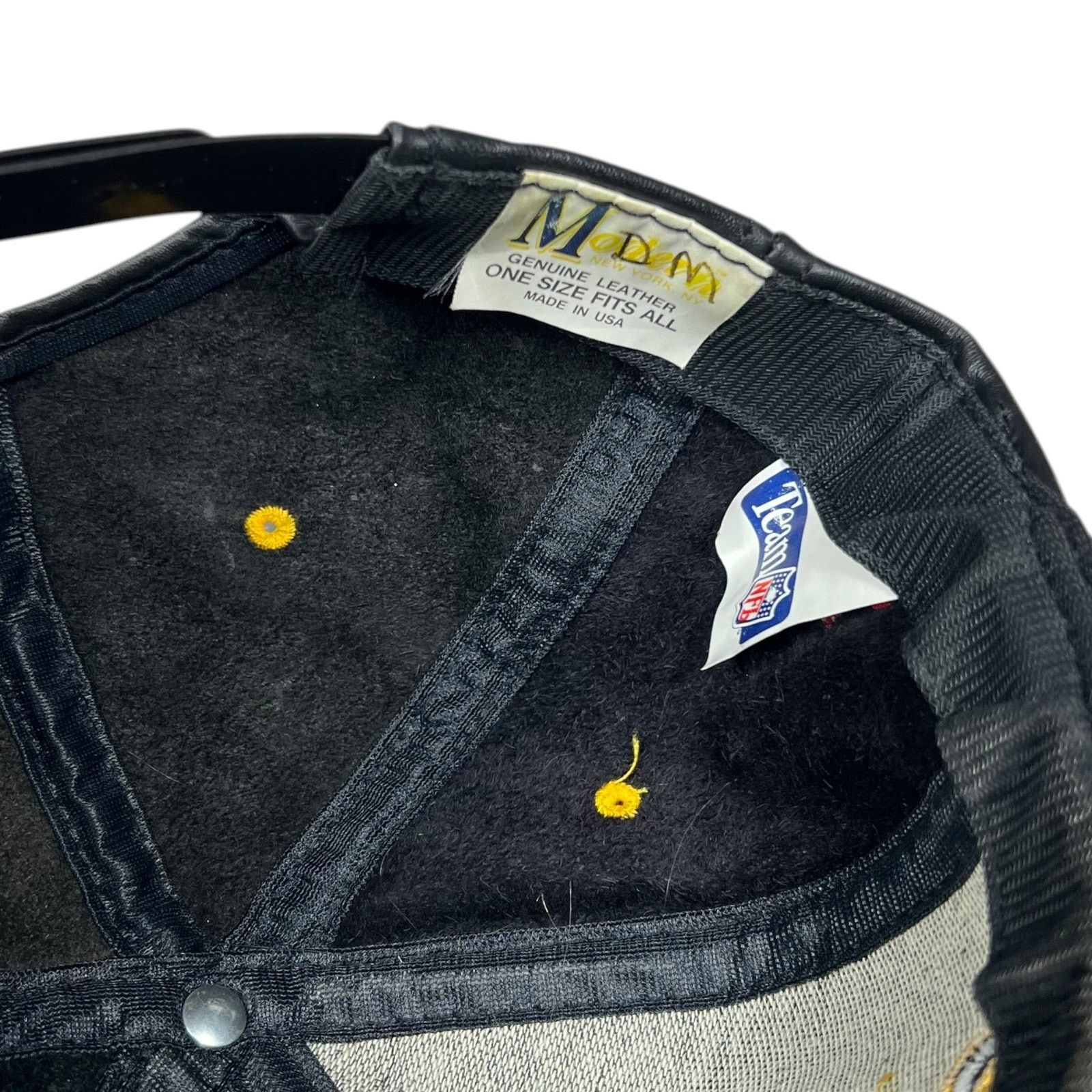 NFL × Vintage Vintage 90s Pittsburgh Steelers NFL branded leather SnapBack Size ONE SIZE - 10 Thumbnail