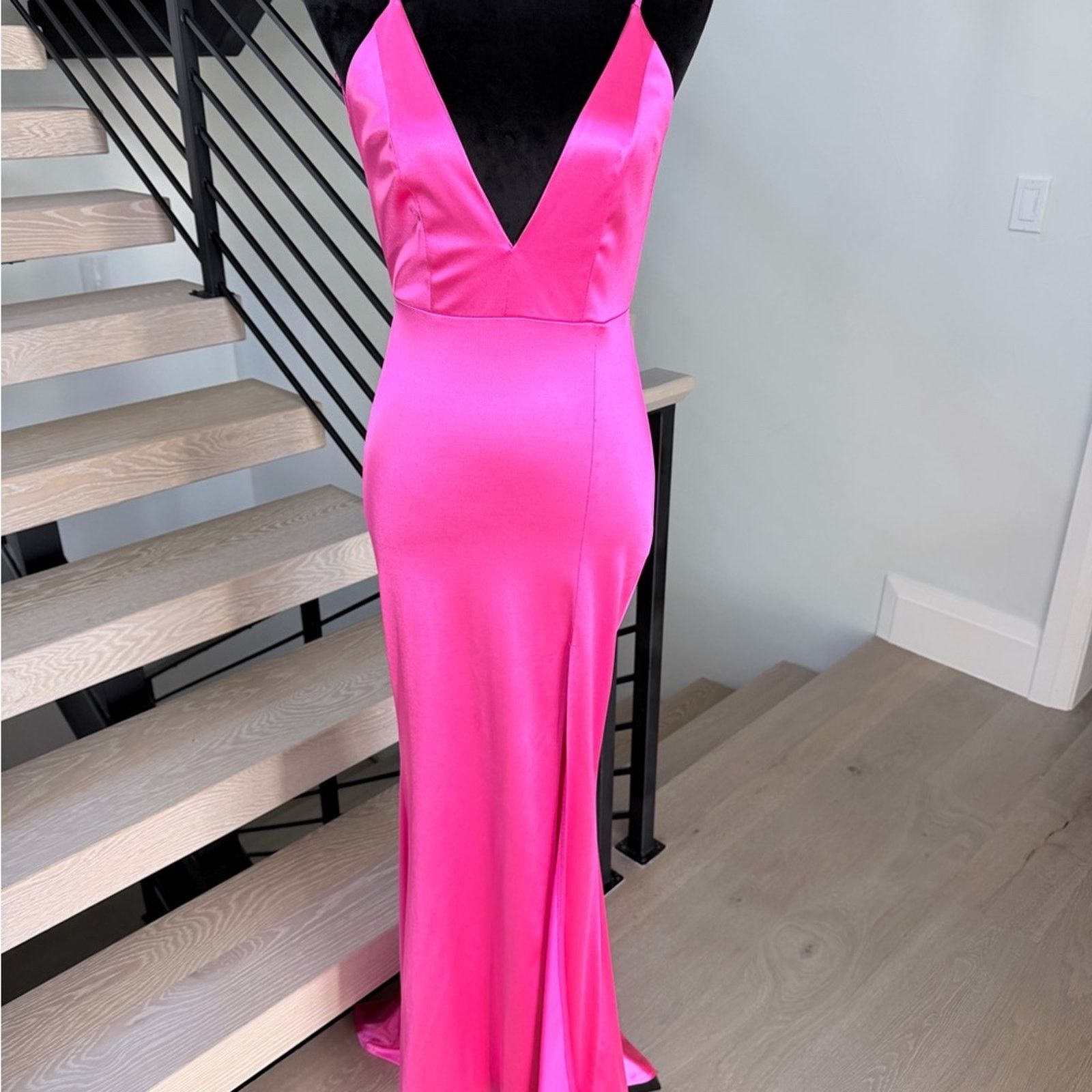 Other New Y2K Hot Pink Satin Mermaid Maxi Dress Cocktail size XS Size S / US 4 / IT 40 - 6 Thumbnail
