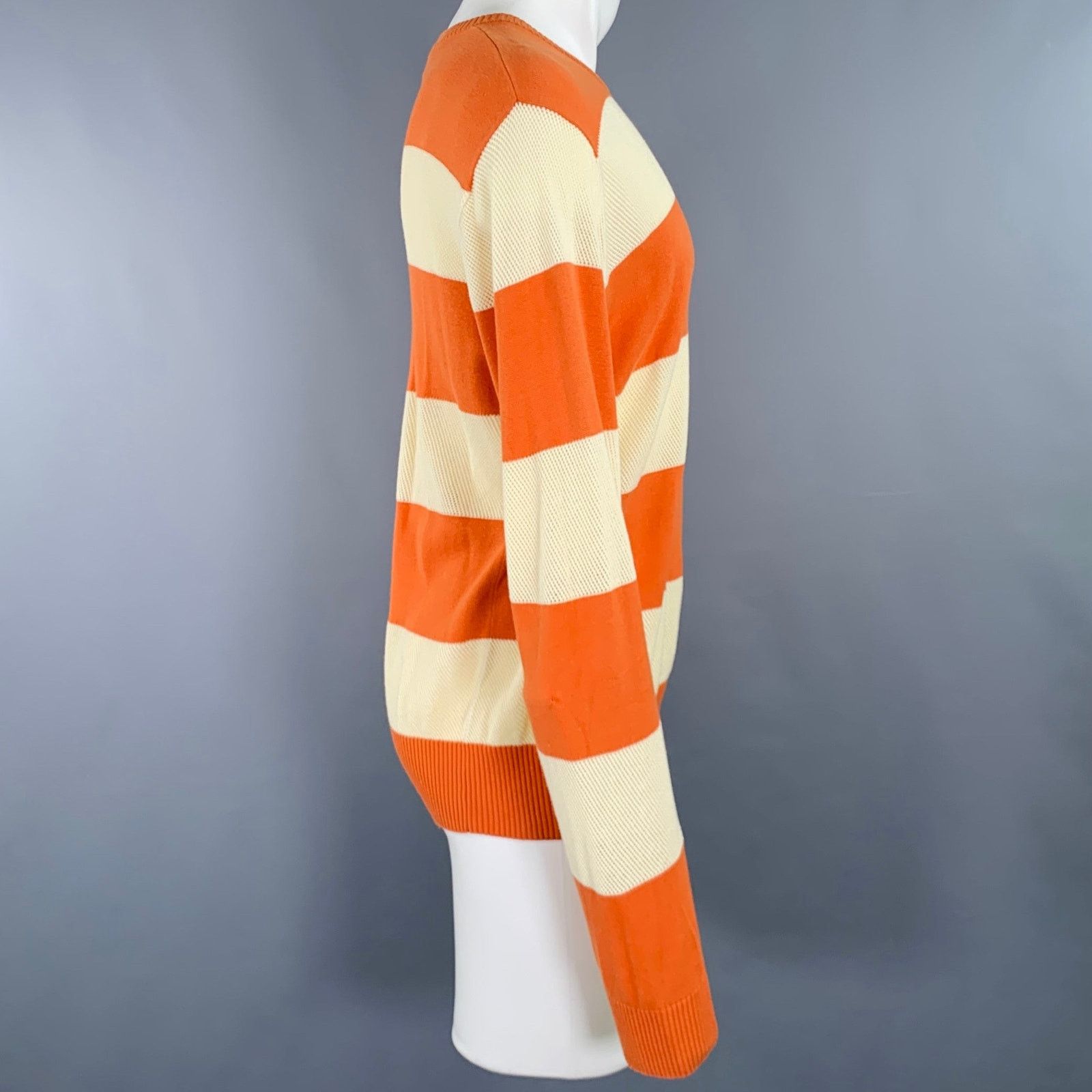 YMC YMC Size M Orange Cream Stripe Cotton Mixed Pattern Pullover Size US M / EU 48-50 / 2 - 3 Thumbnail