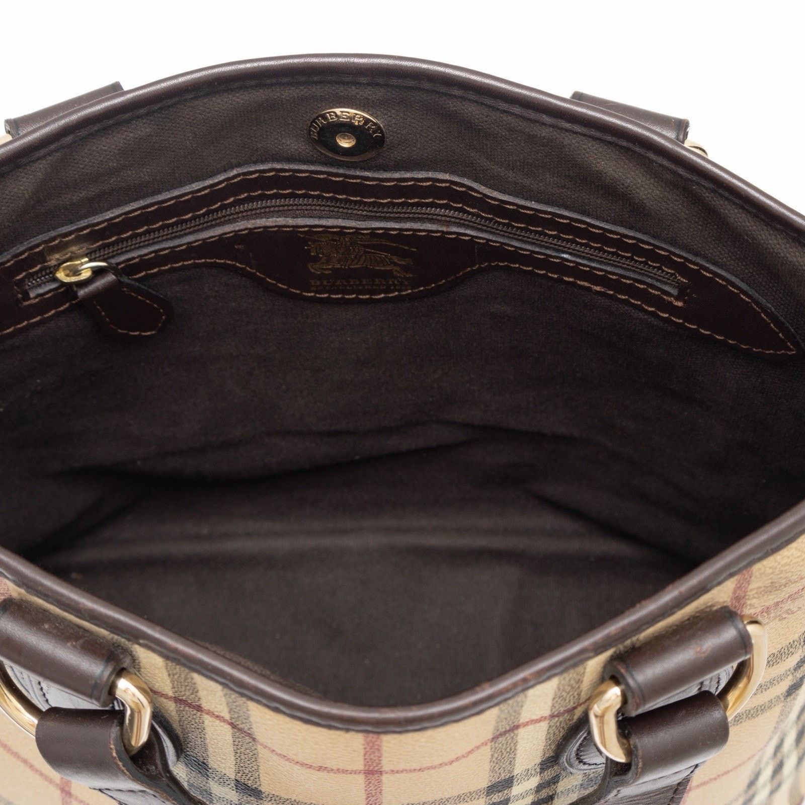 Burberry Burberry Leather Trimmed Haymarket Nova Check Tote Bag Size ONE SIZE - 8 Thumbnail