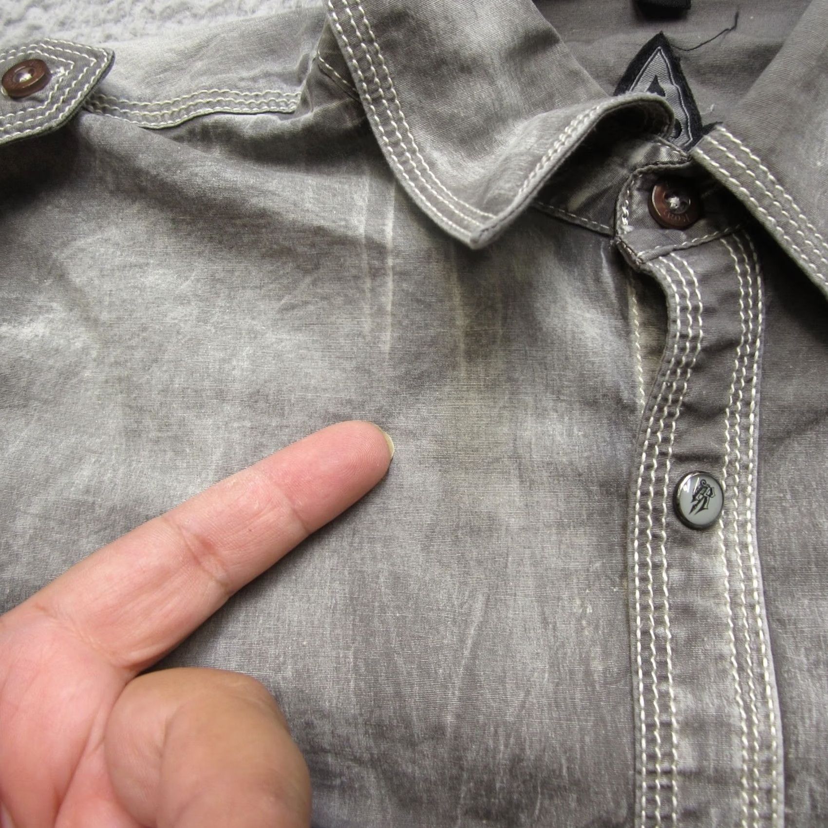 Roar Roar Shirt Mens Small Gray Western Long Sleeve Snap Button Embellished Denim Size US S / EU 44-46 / 1 - 6 Thumbnail