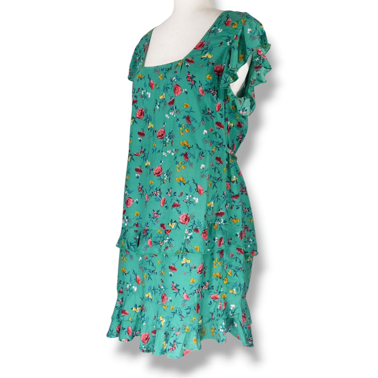 Other NWT Lottie & Holly Floral Mini Dress L 12 Green Pink Size L / US 10 / IT 46 - 1 Thumbnail