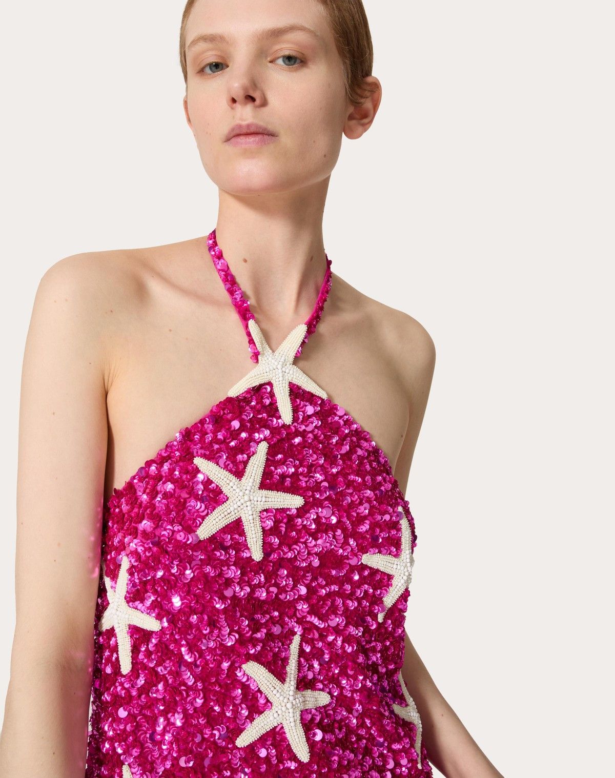 Valentino o1s1wg110525 Tulle Illusione Embroidered Short Dress in Pink Size XS / US 0-2 / IT 36-38 - 5 Thumbnail