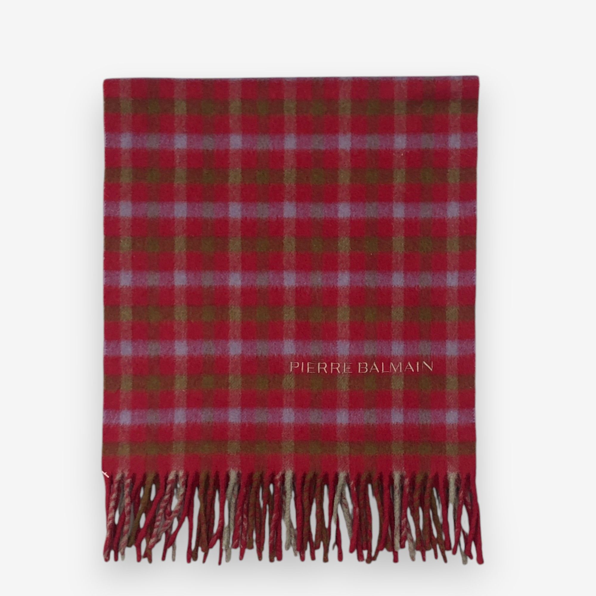 Japanese Brand Vintage Pierre Balmain Scarf Muffler Wool Plaid Scarves Size ONE SIZE - 2 Thumbnail